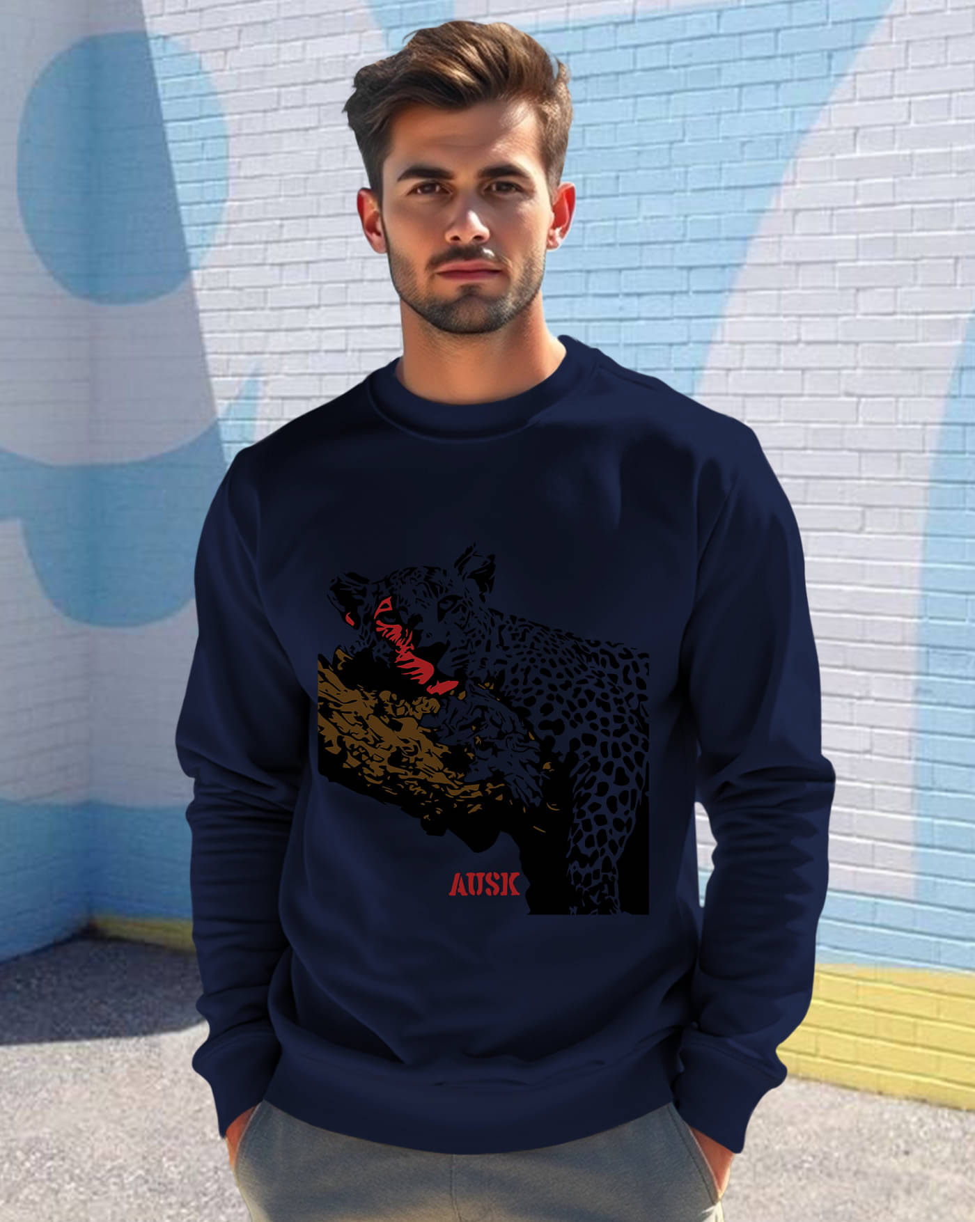     			AUSK Fleece Round Neck Men's Sweatshirt - Blue ( Pack of 1 )