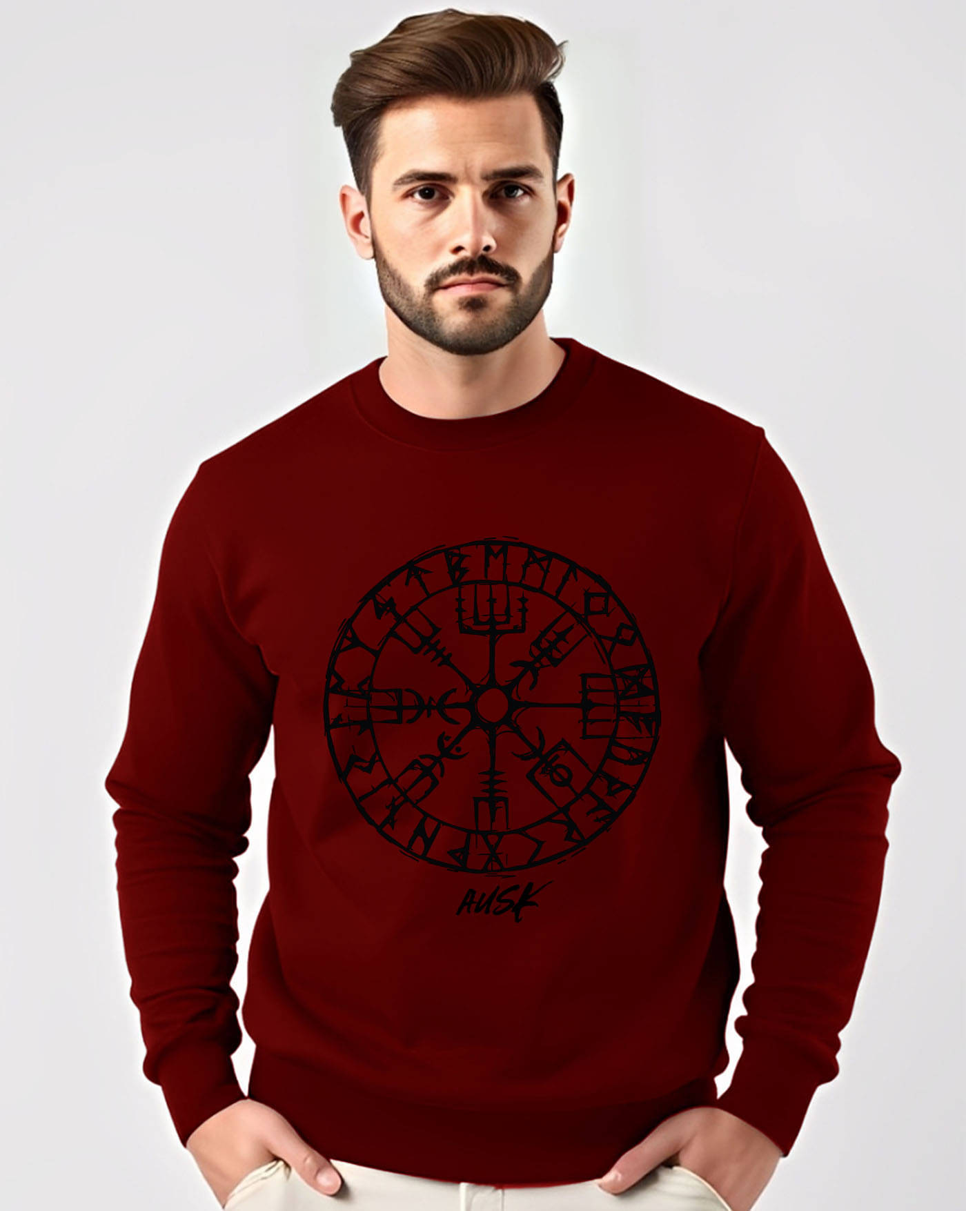     			AUSK Fleece Round Neck Men's Sweatshirt - Maroon ( Pack of 1 )