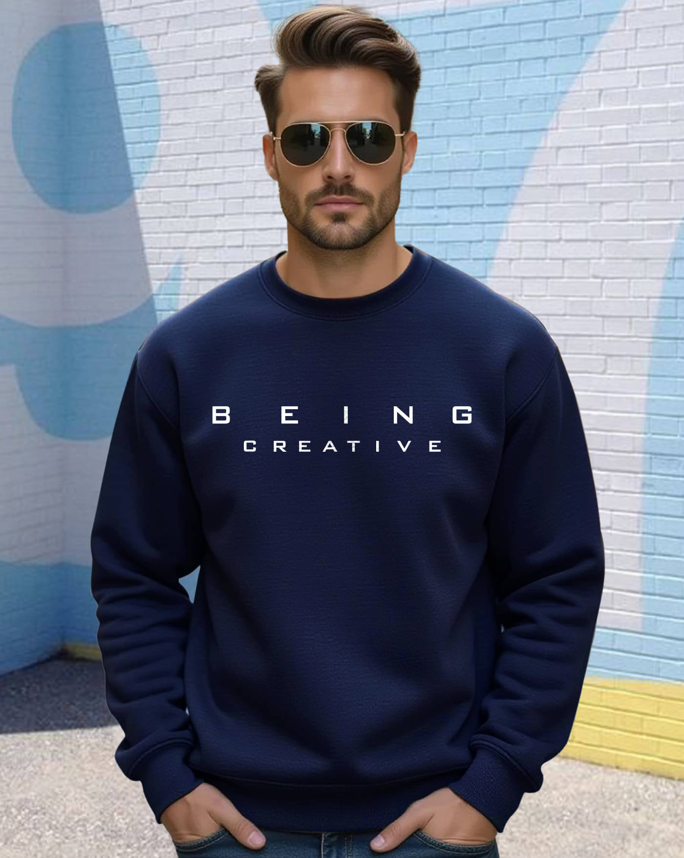     			AUSK Fleece Round Neck Men's Sweatshirt - Blue ( Pack of 1 )