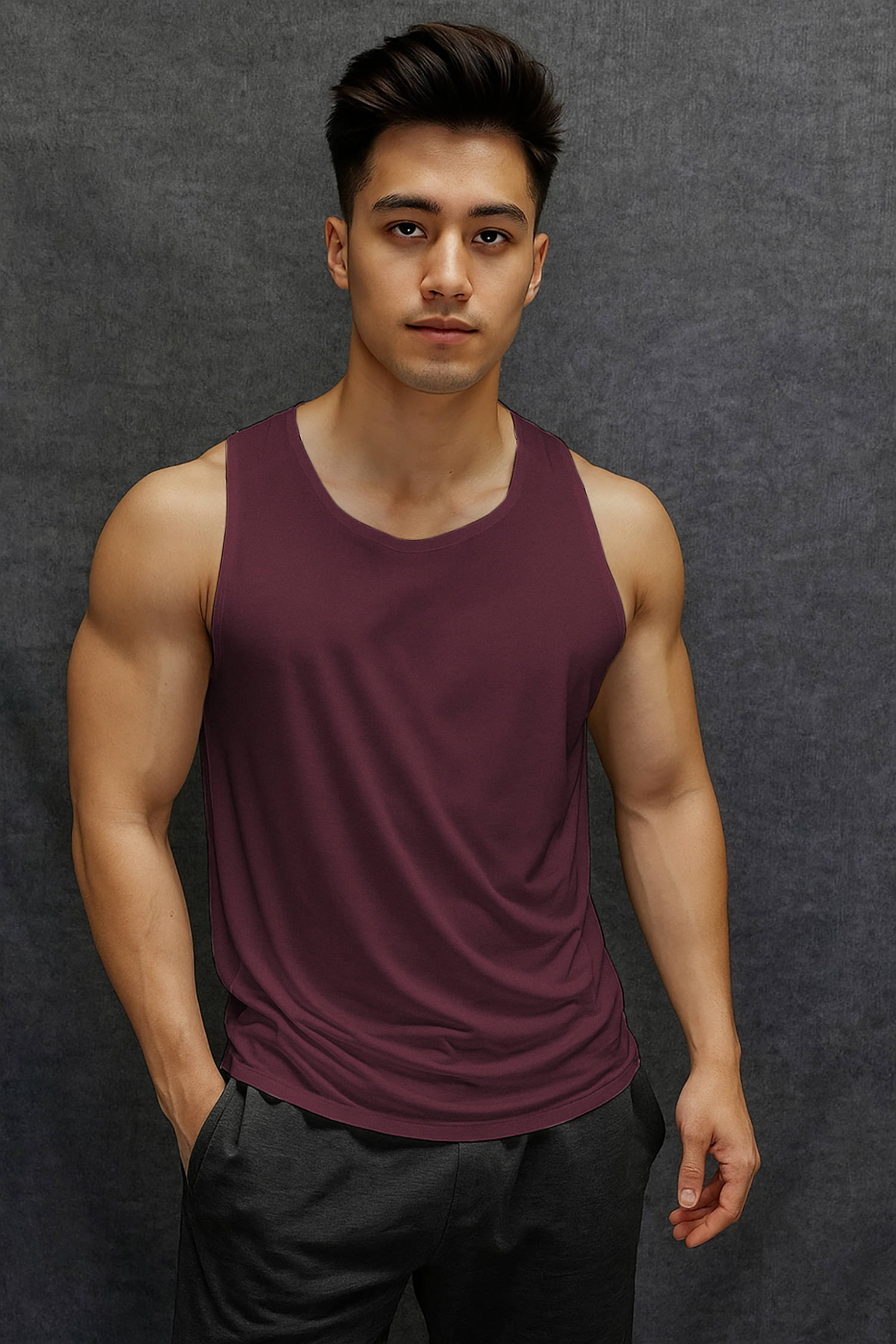 Aiza Collection Pack of 1 Cotton Blend Basic Vest For Men ( Maroon )     			Aiza Collection Pack of 1 Cotton Blend Basic Vest For Men ( Maroon )