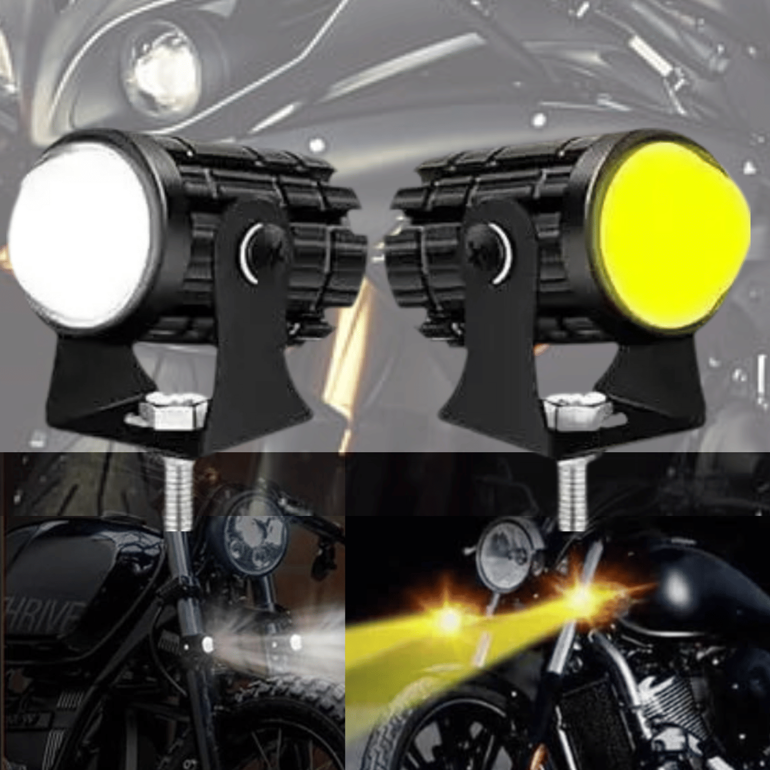     			Aksmit Mini Driving Flasher Fog Light Lamp Projector Lens LED Spotlight Dual Color Led Light System for Motorcycle, Bikes & Scooters (12V, 30W)