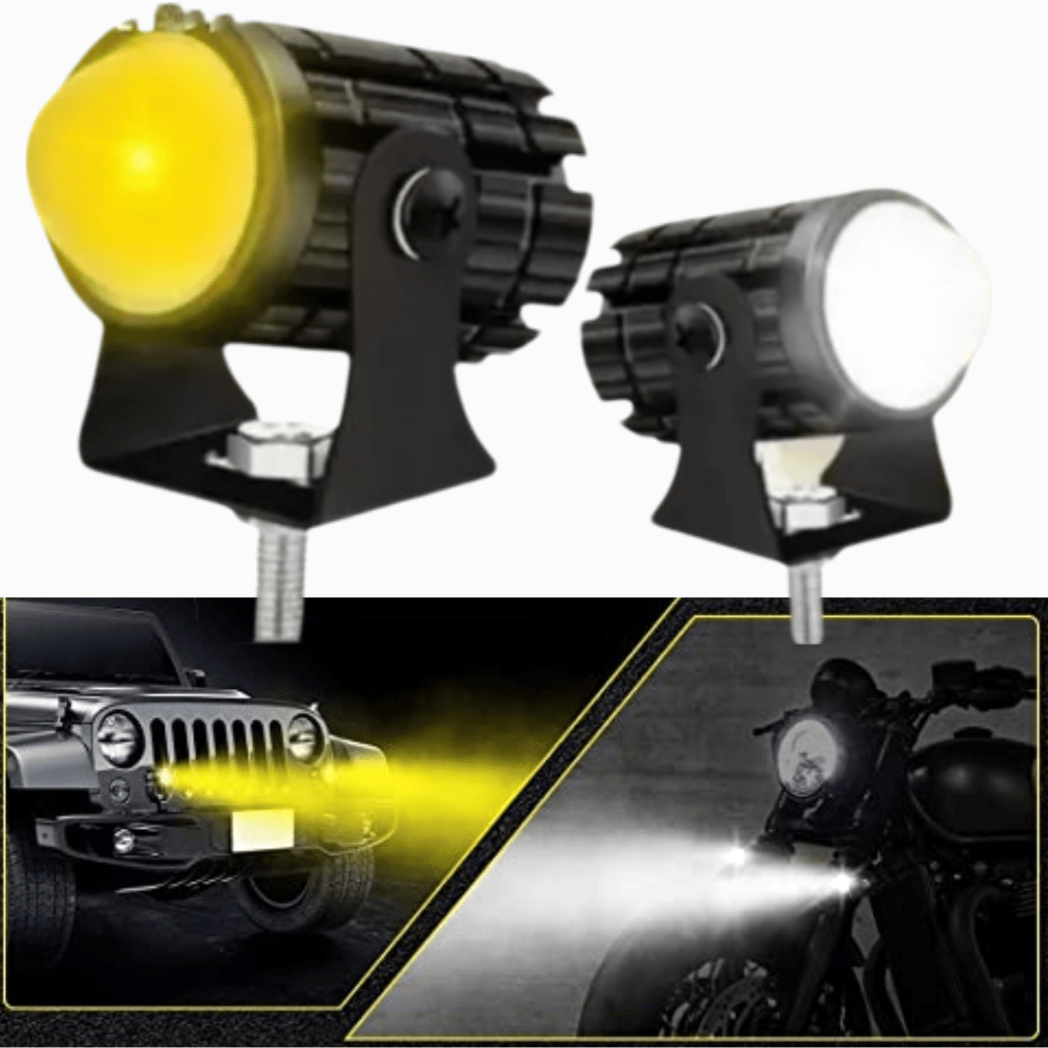     			Aksmit Mini Driving Flasher Fog Light Lamp Projector Lens LED Spotlight Dual Color Led Light System for Motorcycle, Bikes & Scooters (12V, 30W)