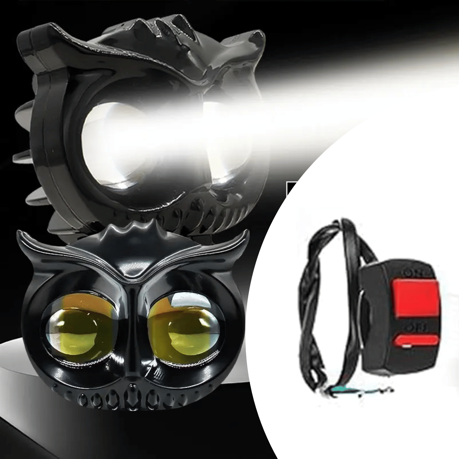 Aksmit Mini Driving OWL LED Light Projector Fog Light with White/Yellow + Flasher Light, 4 Modes for Bikes and Scooty (Set of 2, Switch) Aksmit Mini Driving OWL LED Light Projector Fog Light with White/Yellow + Flasher Light, 4 Modes for Bikes and Scooty (Set of 2, Switch)