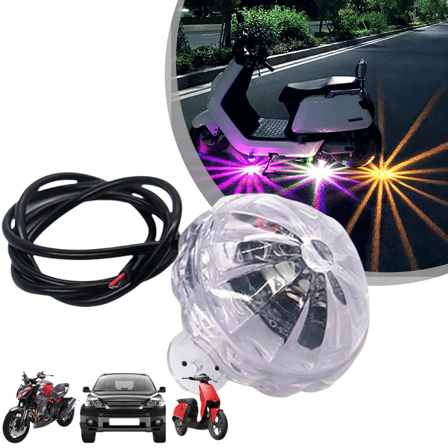 Aksmit Multicolour LED Star Light for Bike, Scooty Brake Light, 12V, 20W, Pack of 1