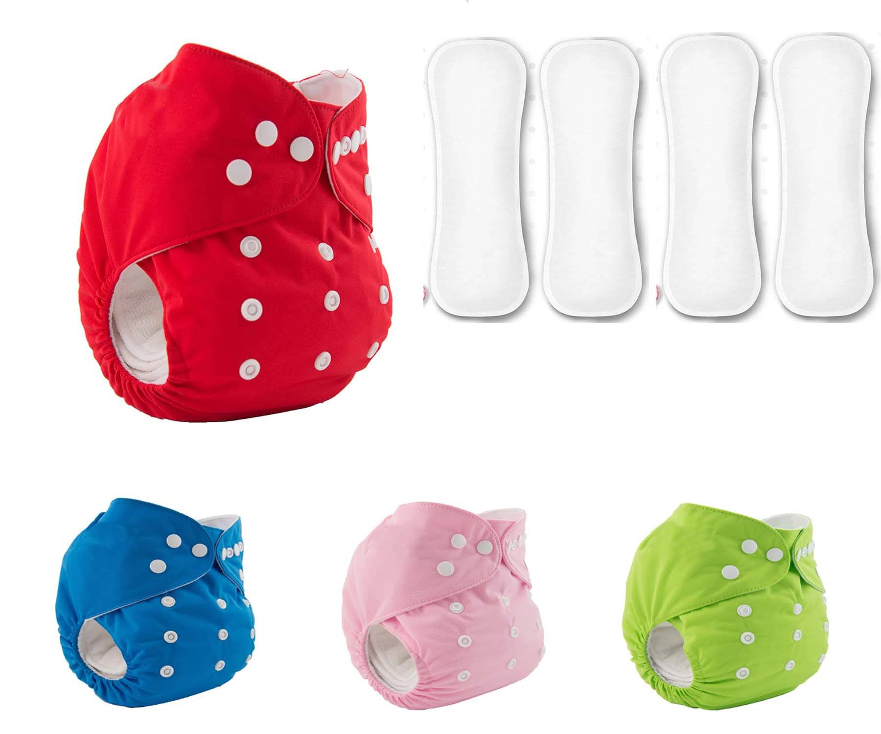     			BUYBIRD Reusable Cloth Nappy With Insert ( Pack of 4 )