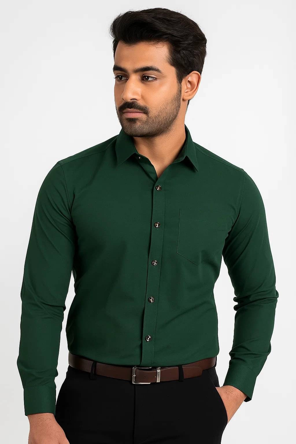 CROWNTAIL Cotton Blend Regular Fit Solids Full Sleeves Men's Casual Shirt - Green ( Pack of 1 ) CROWNTAIL Cotton Blend Regular Fit Solids Full Sleeves Men's Casual Shirt - Green ( Pack of 1 )