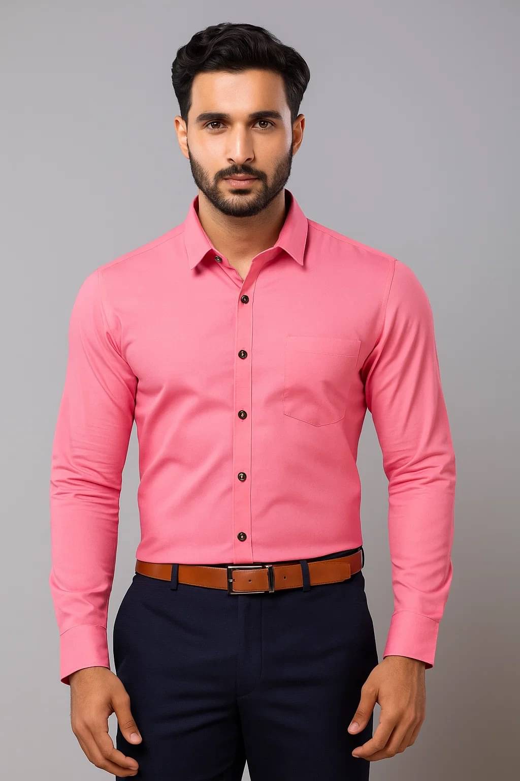 CROWNTAIL Cotton Blend Regular Fit Solids Full Sleeves Men's Casual Shirt - Peach ( Pack of 1 )     			CROWNTAIL Cotton Blend Regular Fit Solids Full Sleeves Men's Casual Shirt - Peach ( Pack of 1 )