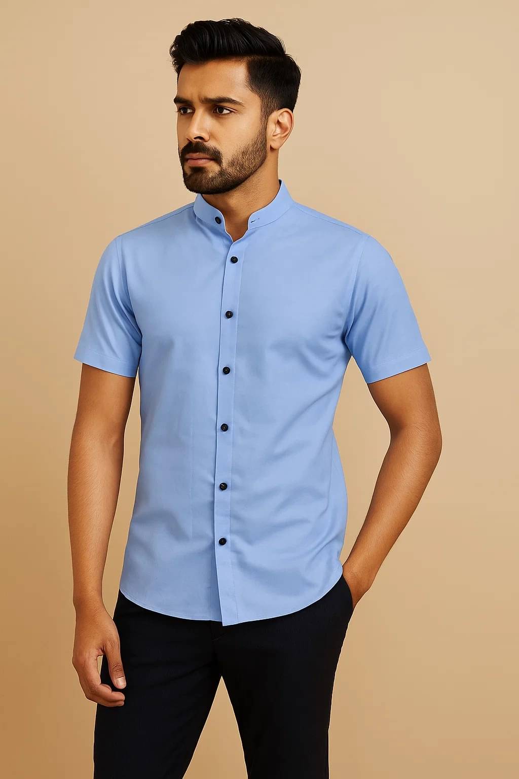     			CROWNTAIL Cotton Blend Regular Fit Solids Half Sleeves Men's Casual Shirt - Light Blue ( Pack of 1 )