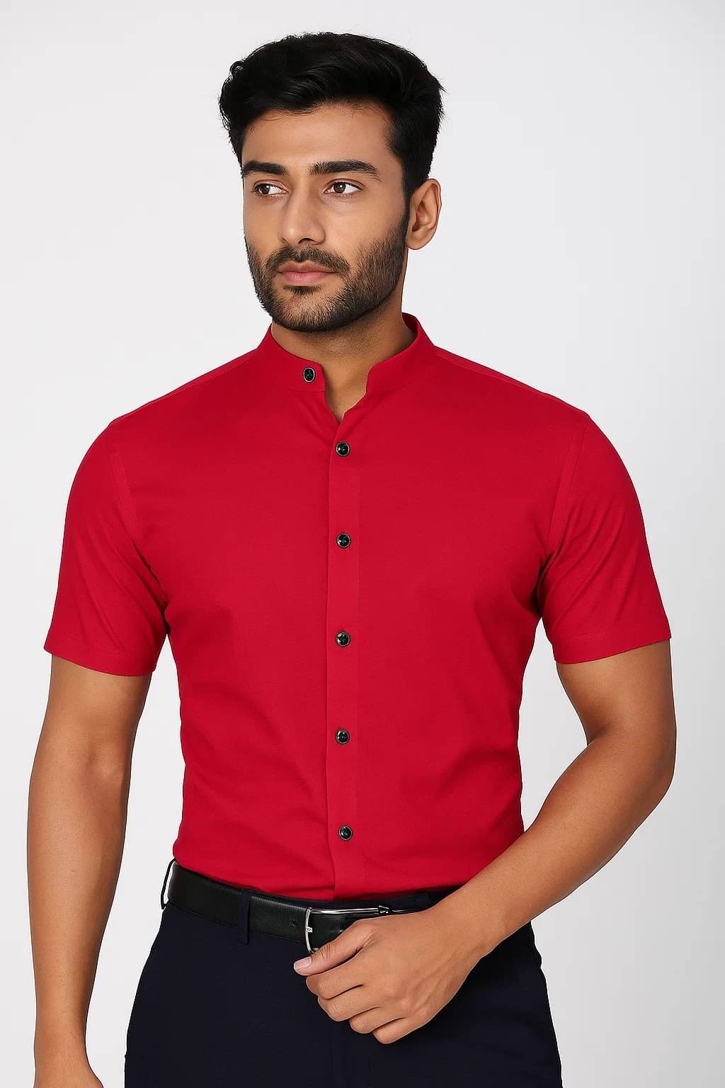     			CROWNTAIL Cotton Blend Regular Fit Solids Half Sleeves Men's Casual Shirt - Red ( Pack of 1 )