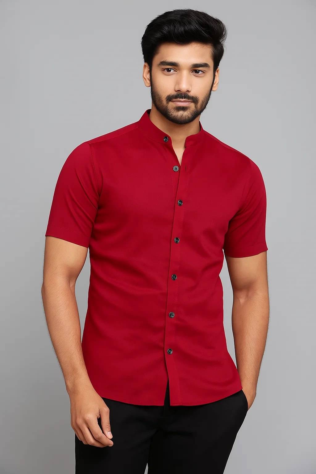     			CROWNTAIL Cotton Blend Regular Fit Solids Half Sleeves Men's Casual Shirt - Maroon ( Pack of 1 )