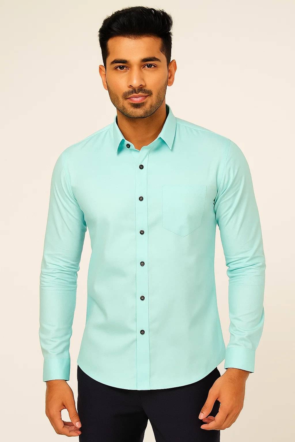     			CROWNTAIL Cotton Blend Regular Fit Solids Full Sleeves Men's Casual Shirt - Light Green ( Pack of 1 )