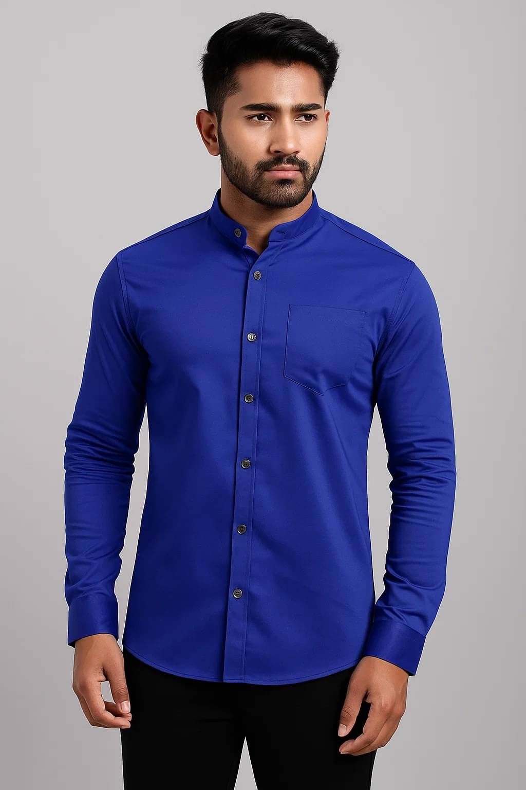     			CROWNTAIL Cotton Blend Regular Fit Solids Full Sleeves Men's Casual Shirt - Dark Blue ( Pack of 1 )