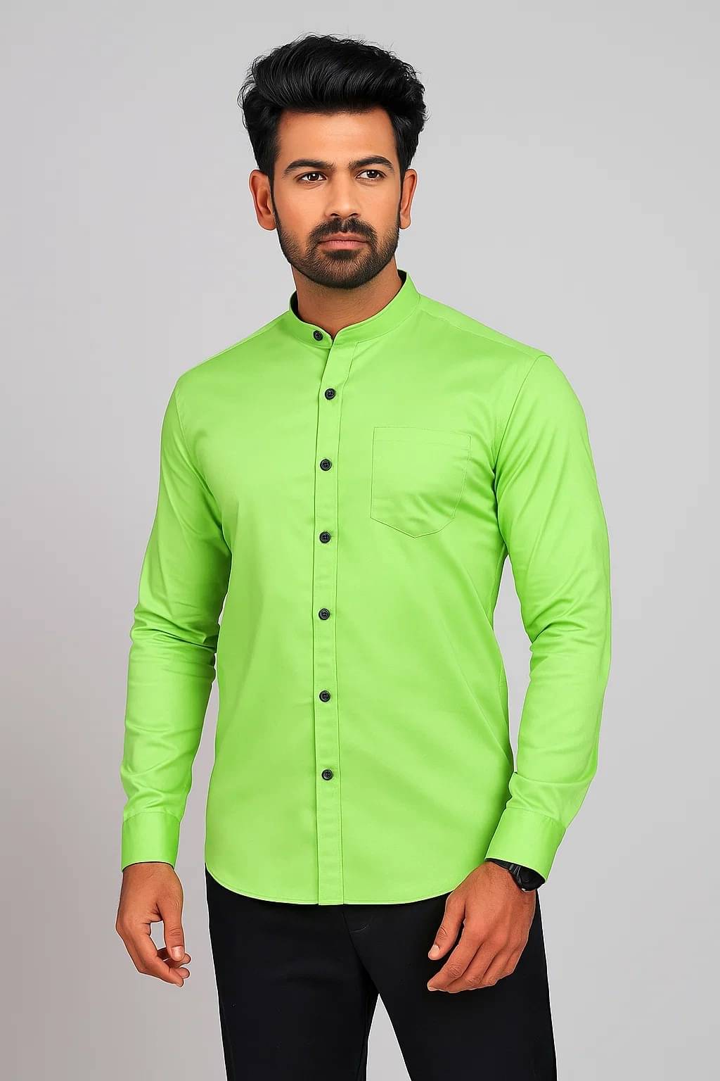     			CROWNTAIL Cotton Blend Regular Fit Solids Full Sleeves Men's Casual Shirt - Light Green ( Pack of 1 )