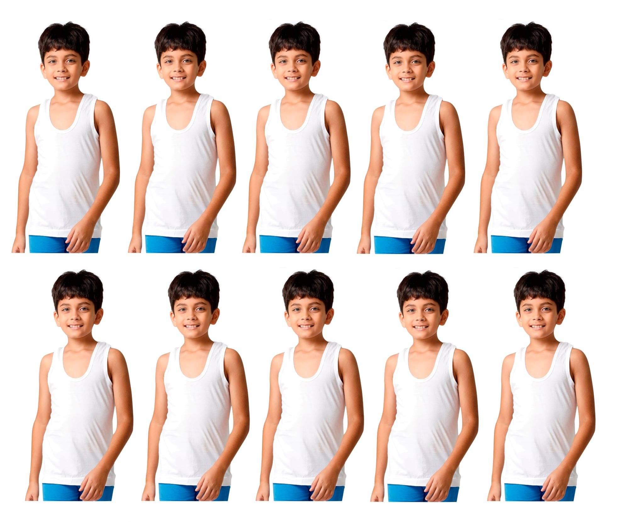 Drako Pack of 10 Boys Cotton Vest ( White )     			Drako Pack of 10 Boys Cotton Vest ( White )