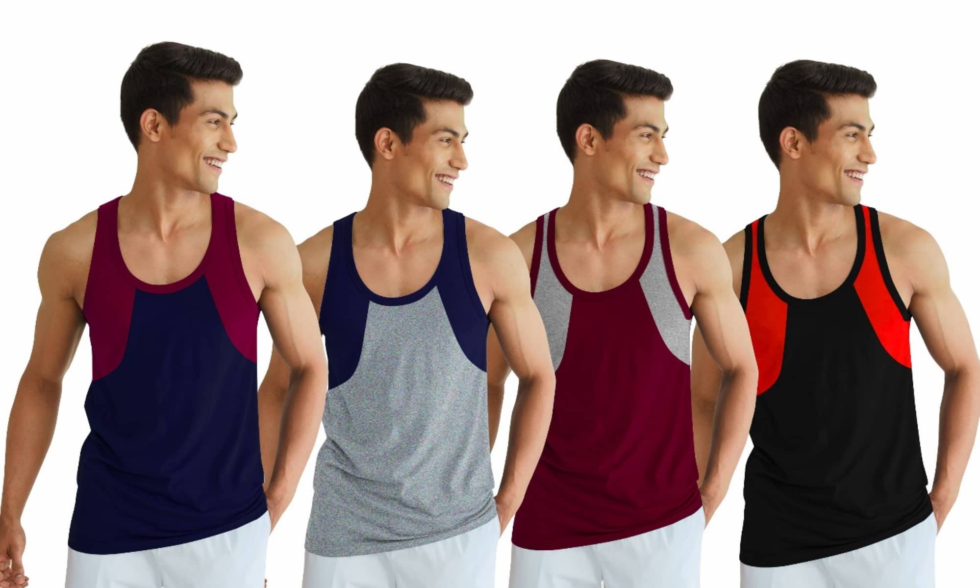 Drako Pack of 4 Cotton Basic Vest For Men ( Multicolor ) - Nightwear & Loungewear | Buy online on ZillyBuy