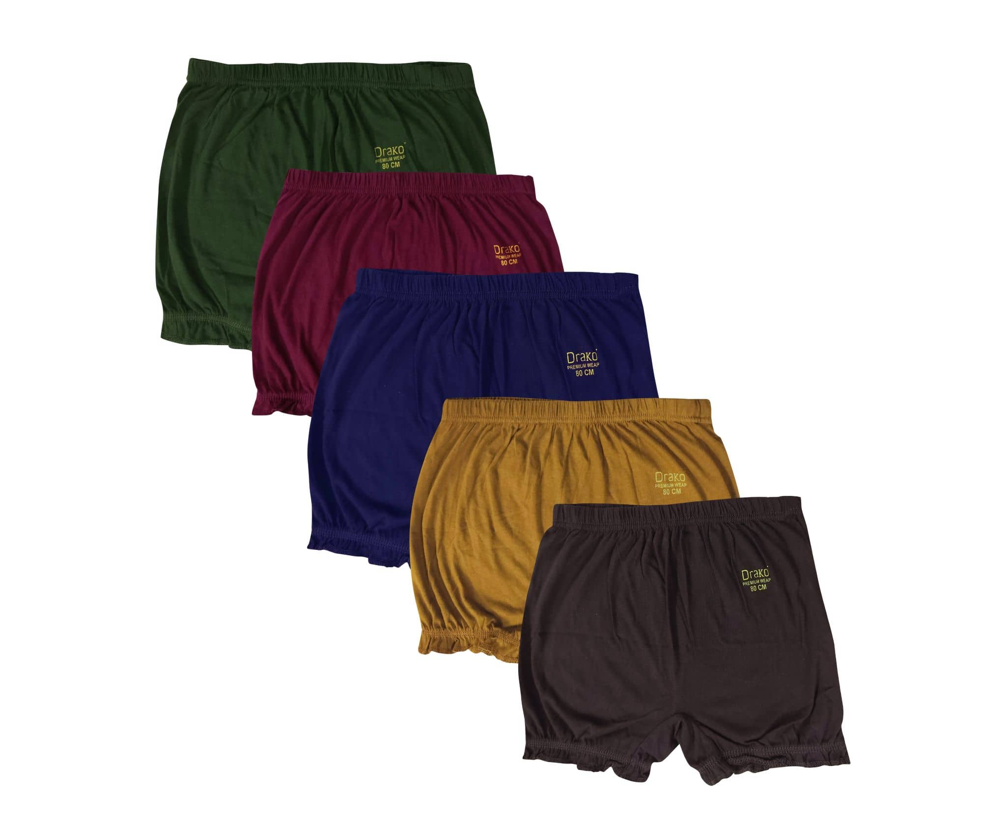 Drako Pack of 5 Cotton Bloomers For Girls ( Multicolor )
