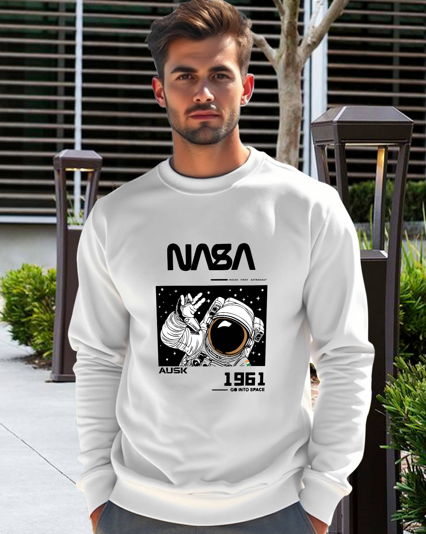     			ENITOR Fleece Round Neck Men's Sweatshirt - White ( Pack of 1 )