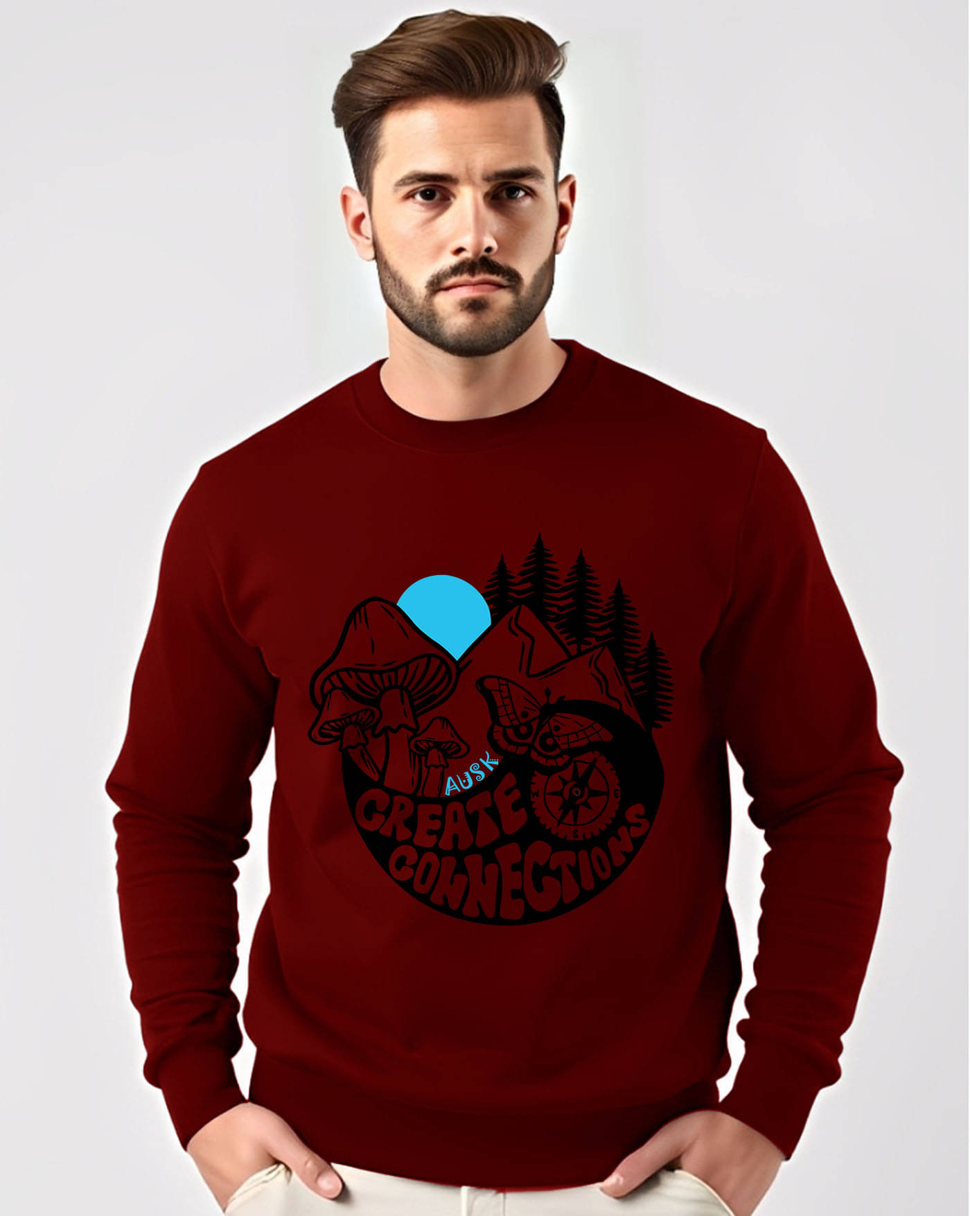     			ENITOR Fleece Round Neck Men's Sweatshirt - Maroon ( Pack of 1 )