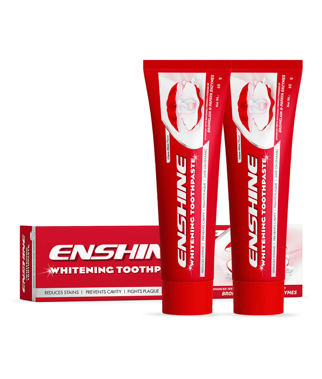 Enshine Whitening Toothpaste, Papaya & Bromelain For Stain Removal, Cavity Care 60g (Pack Of 2) Enshine Whitening Toothpaste, Papaya & Bromelain For Stain Removal, Cavity Care 60g (Pack Of 2)