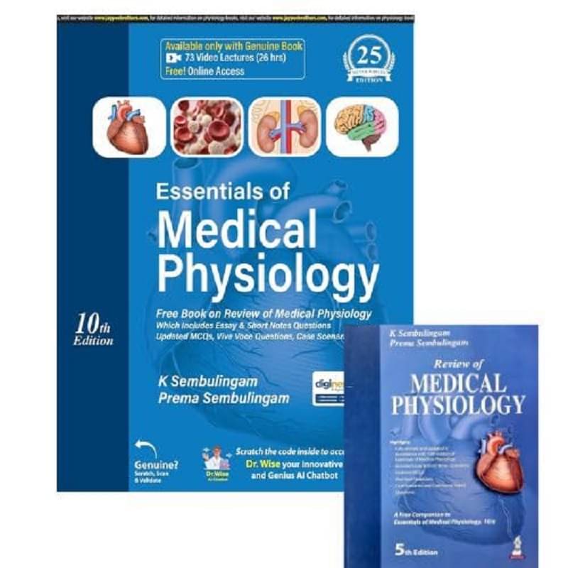 Essentials of Medical Physiology By K Sembulingam & Prema Sembulingam - Free Book on Review of Medical Physiology - New 10th Edition 2024 - 25 Paperback Essentials of Medical Physiology By K Sembulingam & Prema Sembulingam - Free Book on Review of Medical Physiology - New 10th Edition 2024 - 25 Paperback