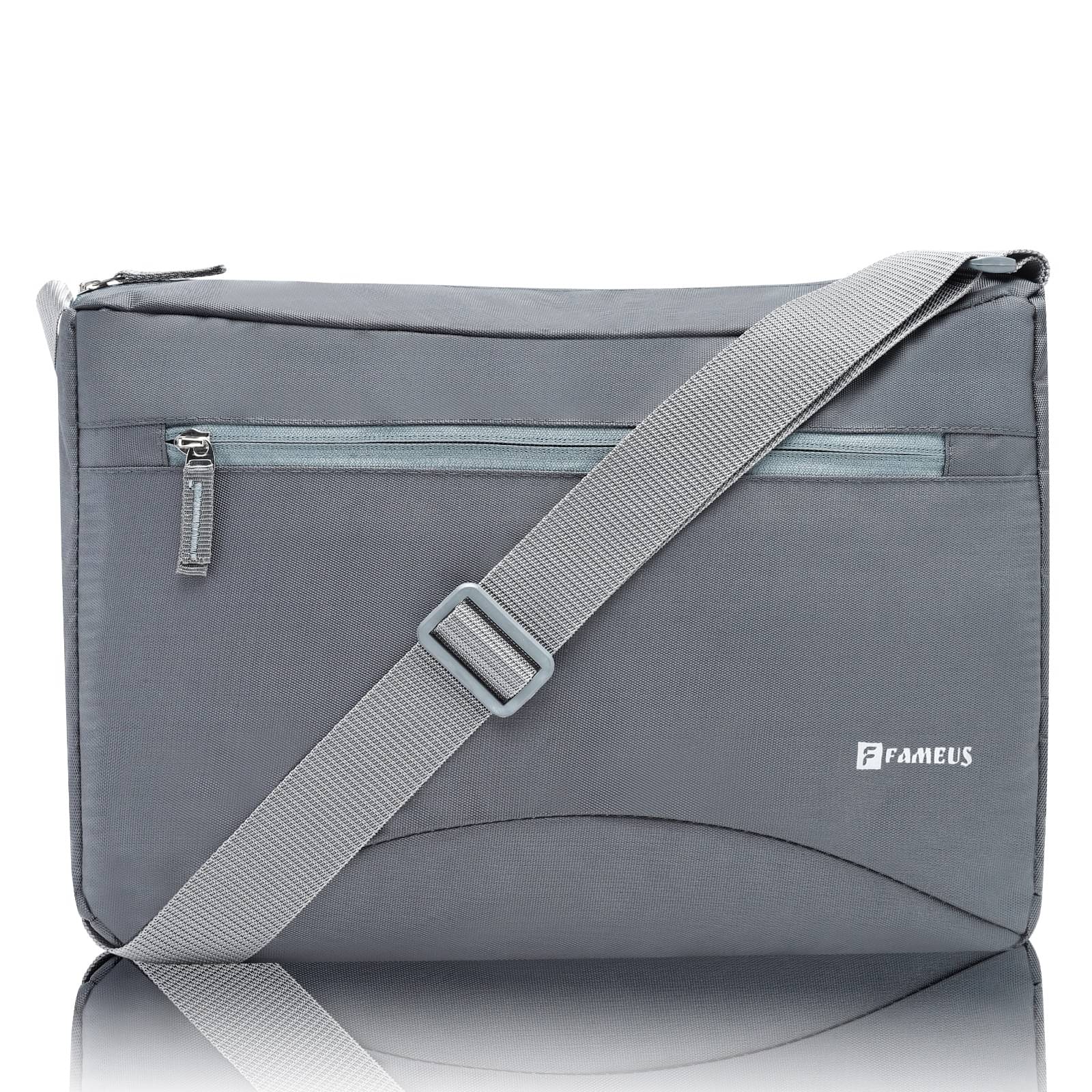     			FameUs Grey Solid Messenger Bag