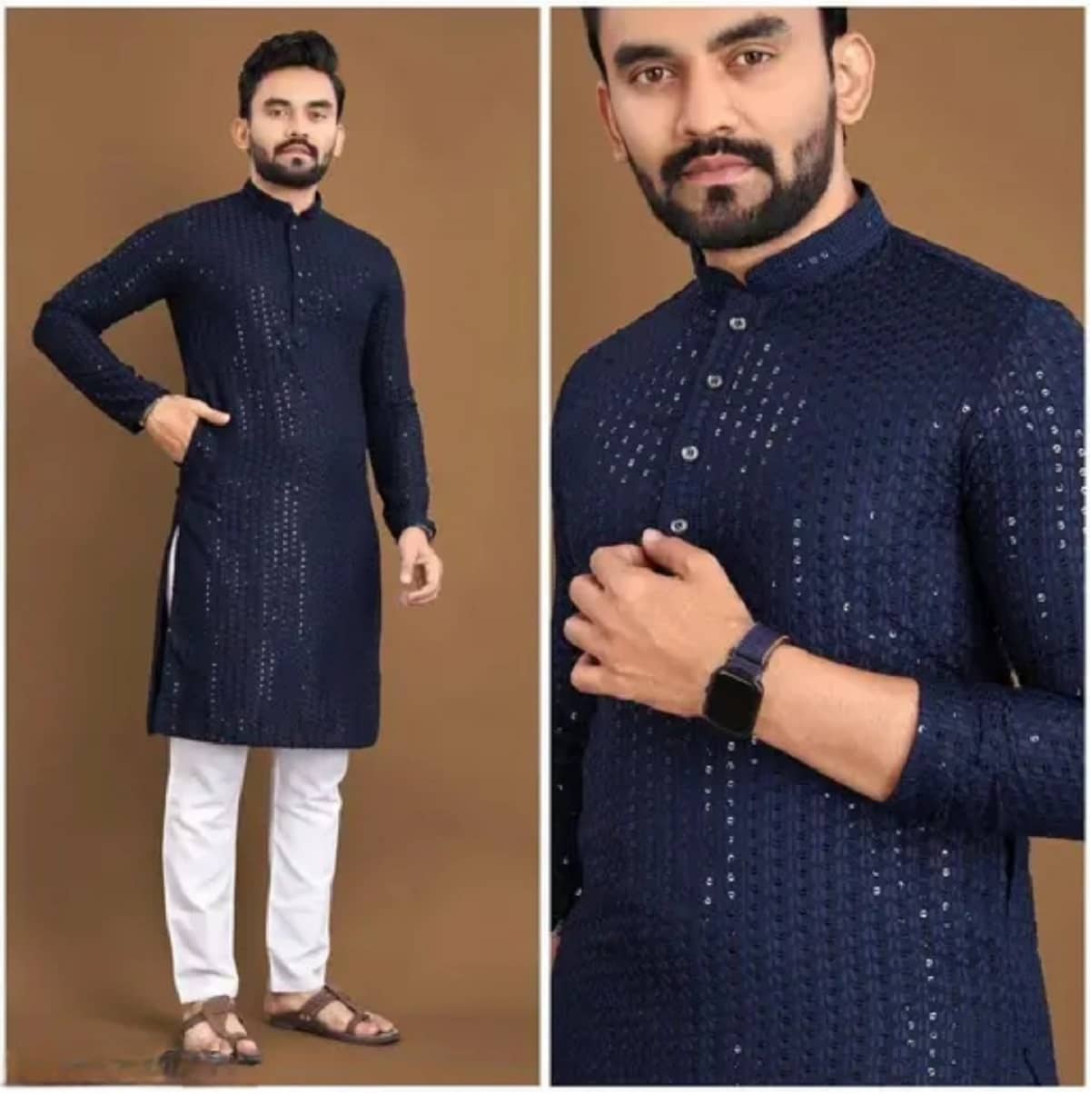 Gazal Fashions Navy Cotton Blend Men's Regular Kurta ( Pack of 1 ) - Kurtas & Kurta Sets | Buy online on ZillyBuy