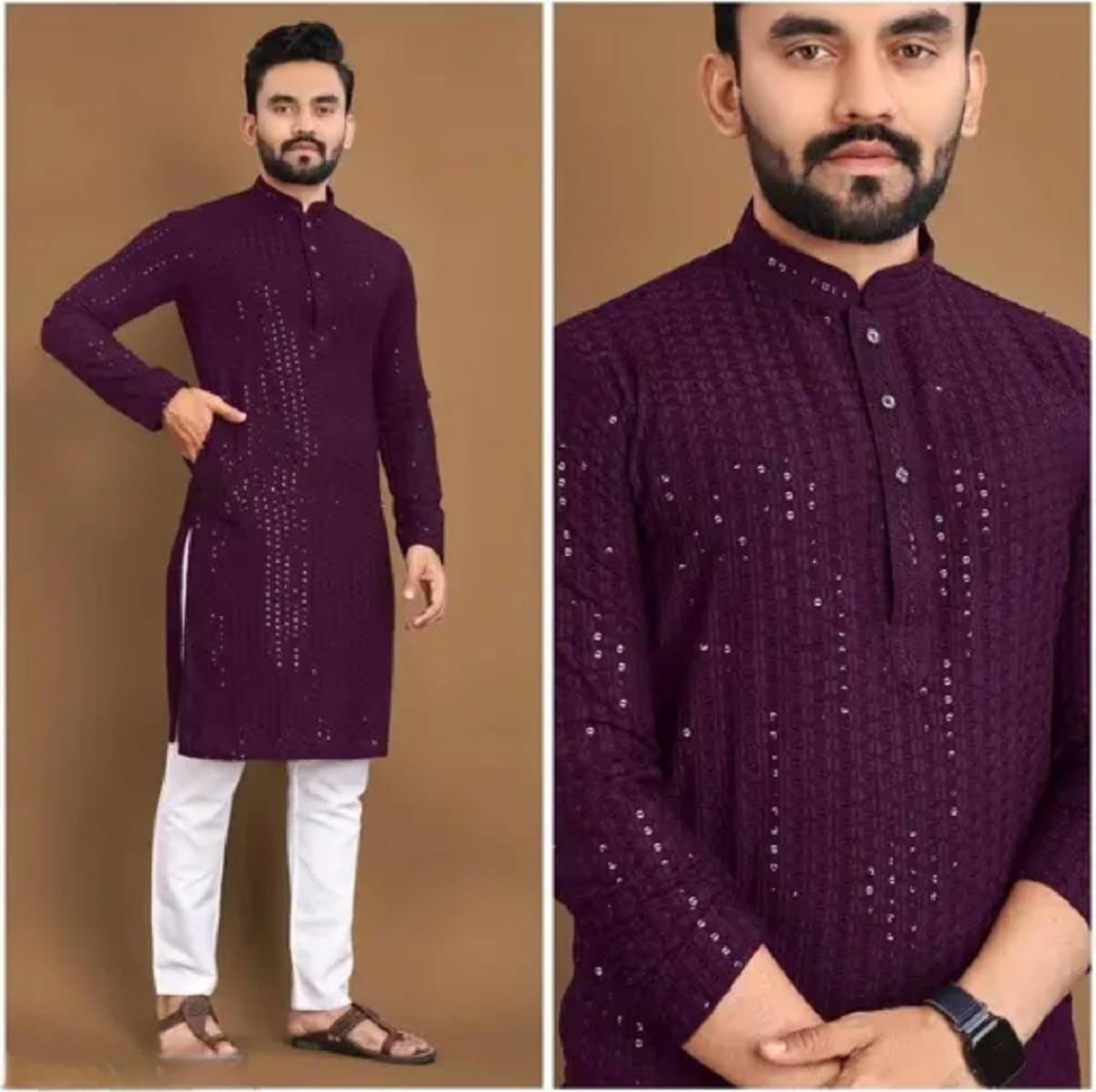     			Gazal Fashions Purple Cotton Blend Men's Regular Kurta ( Pack of 1 )