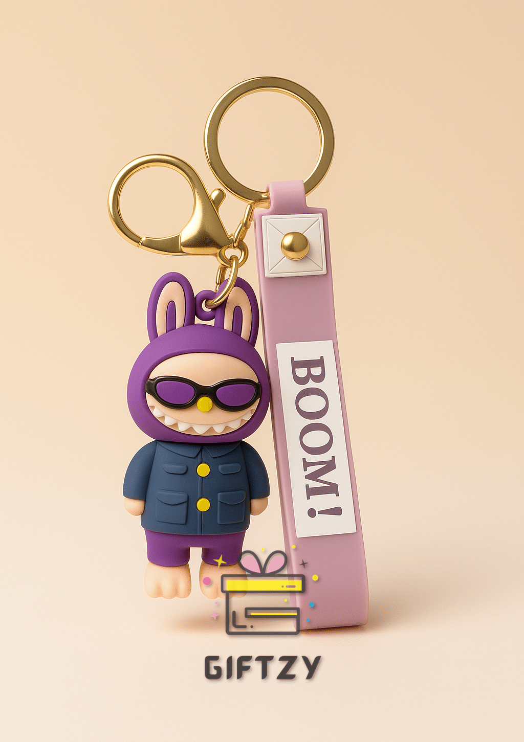     			Labubu Doll Silicone Keychain, Cartoon Keyring, School Bag Charm, Gift for Kids Key Chain