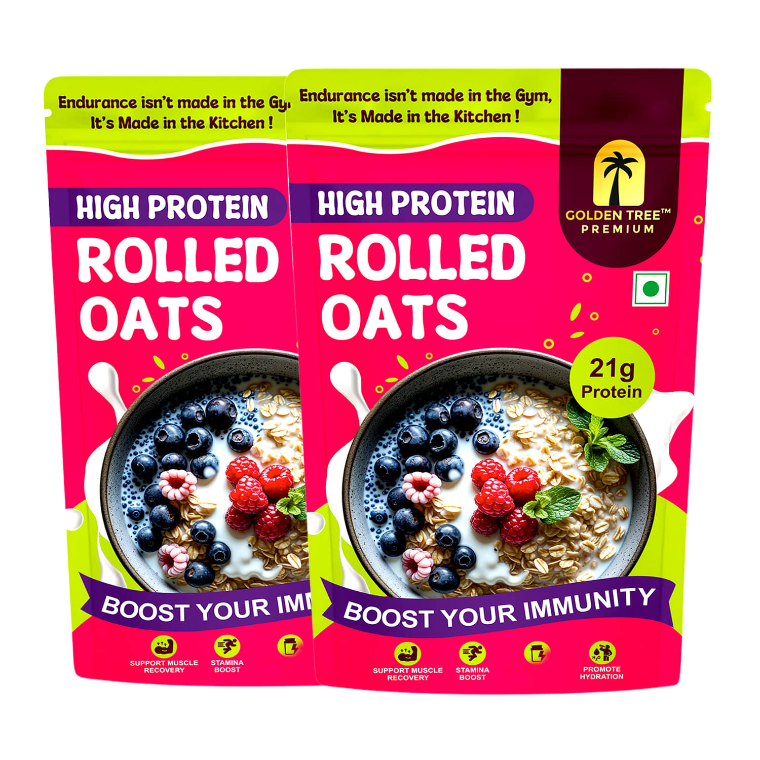     			Golden Tree Rolled Oats Flakes 1 kg Pack of 2