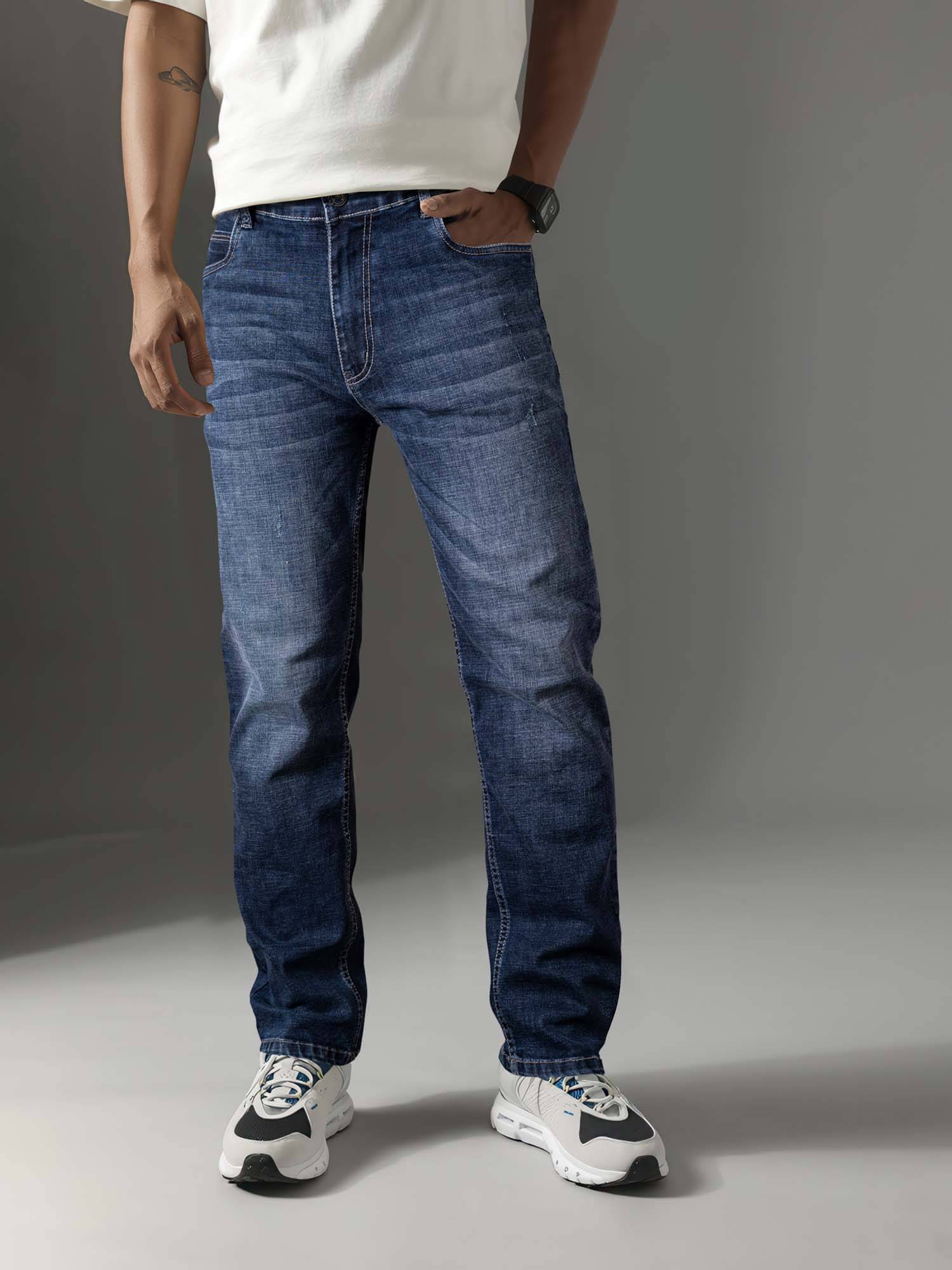 JB JUST BLACK Straight Washed Men's Jeans - Dark Blue ( Pack of 1 )     			JB JUST BLACK Straight Washed Men's Jeans - Dark Blue ( Pack of 1 )