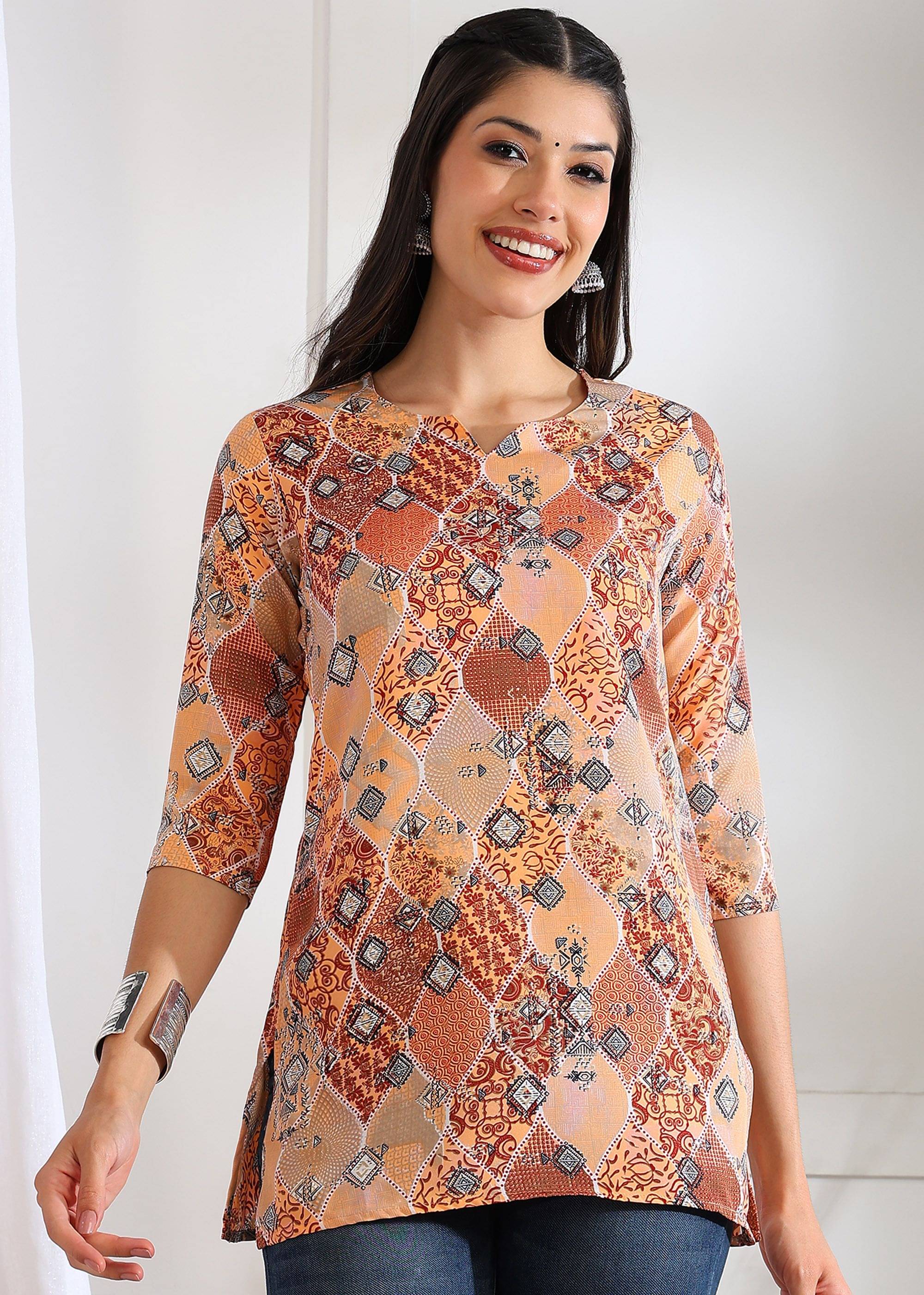     			JustHer Women's Crepe Tunic ( Orange )