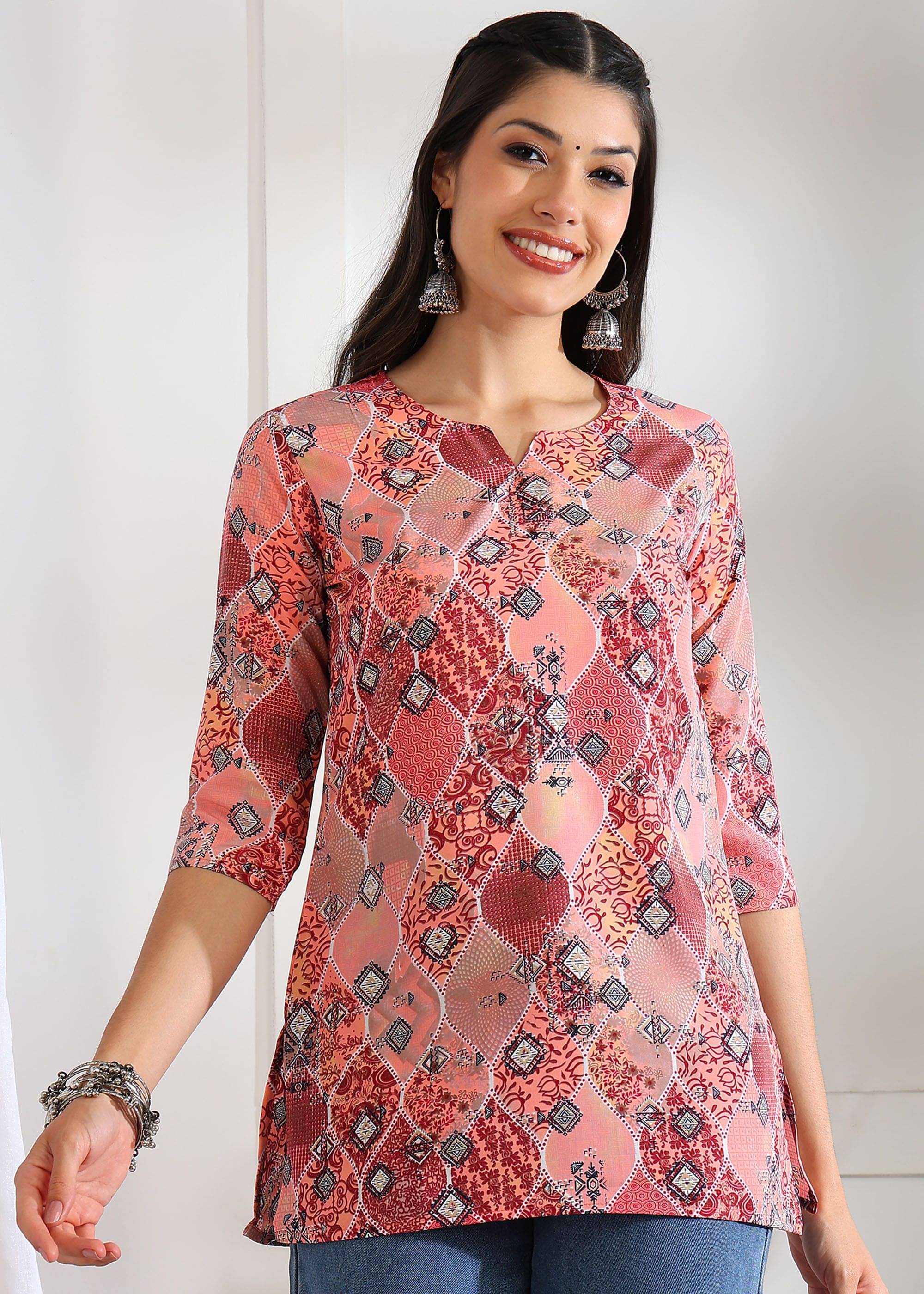     			JustHer Women's Crepe Tunic ( Multicolor )