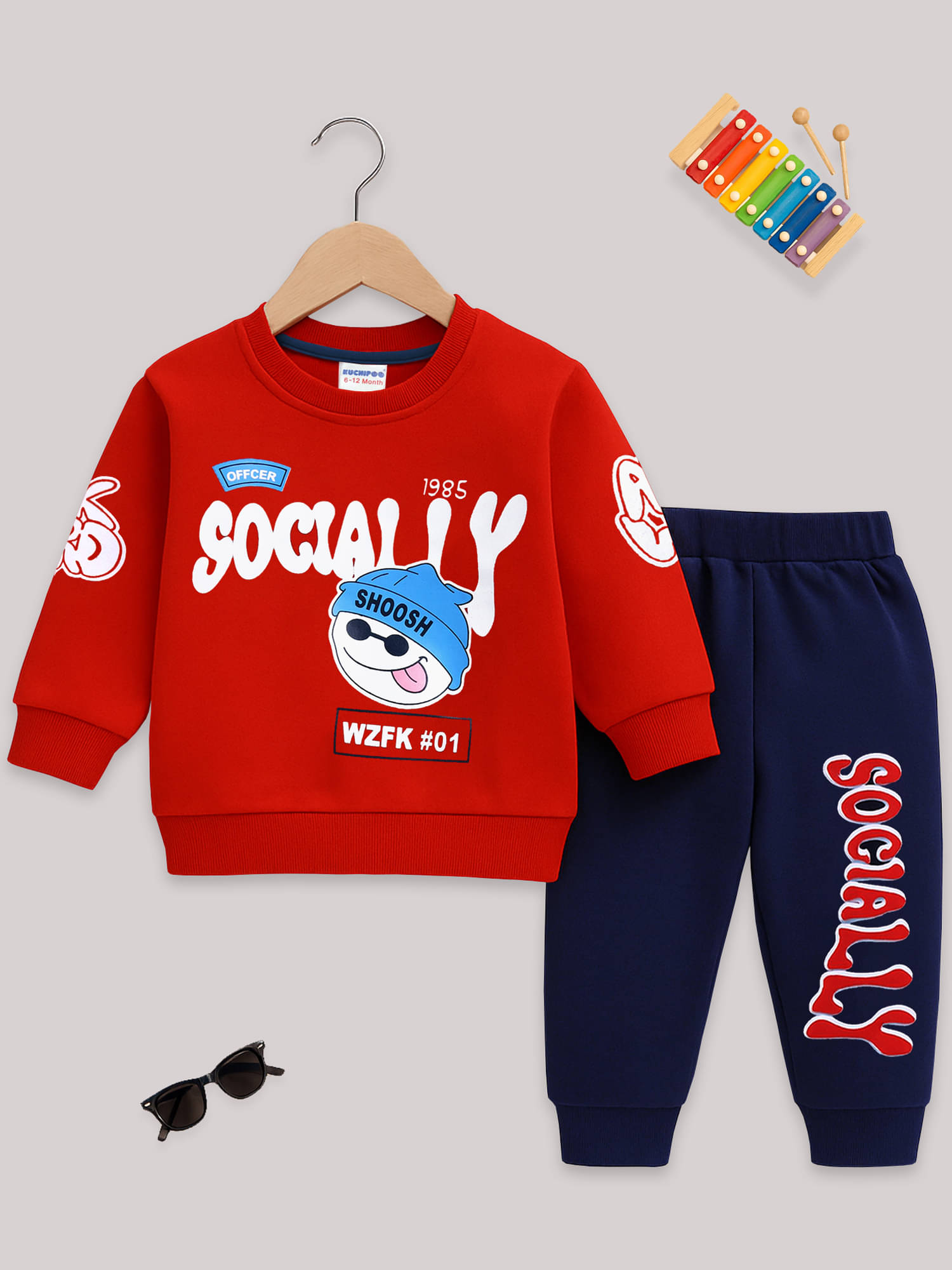 Kuchipoo Pack of 1 Boys Fleece Sweatshirt & Trackpant Set ( Multicolor 10 ) Kuchipoo Pack of 1 Boys Fleece Sweatshirt & Trackpant Set ( Multicolor 10 )