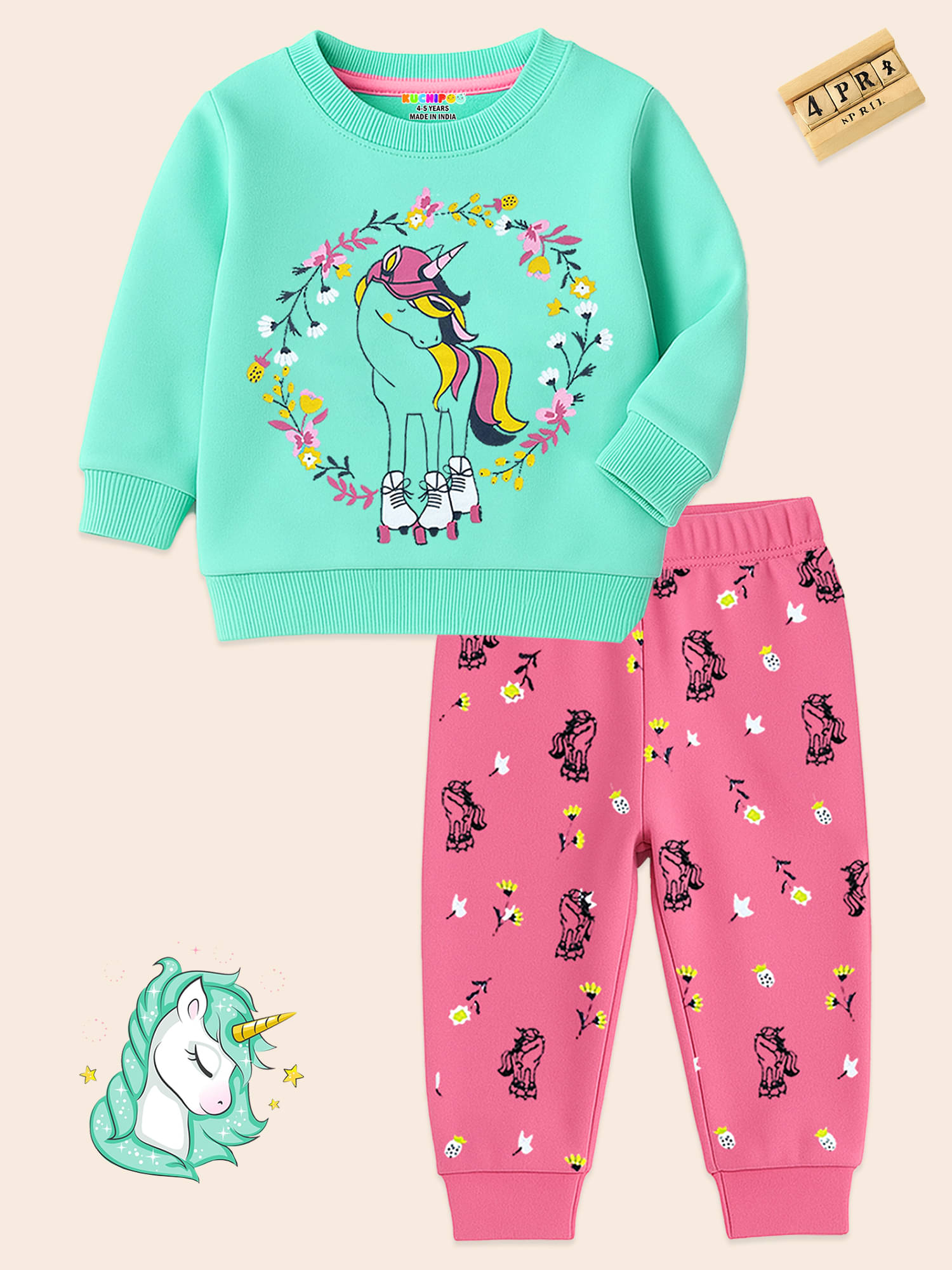     			Kuchipoo Pack of 1 Girls Fleece Sweatshirt & Joggers ( Multicolor 2 )
