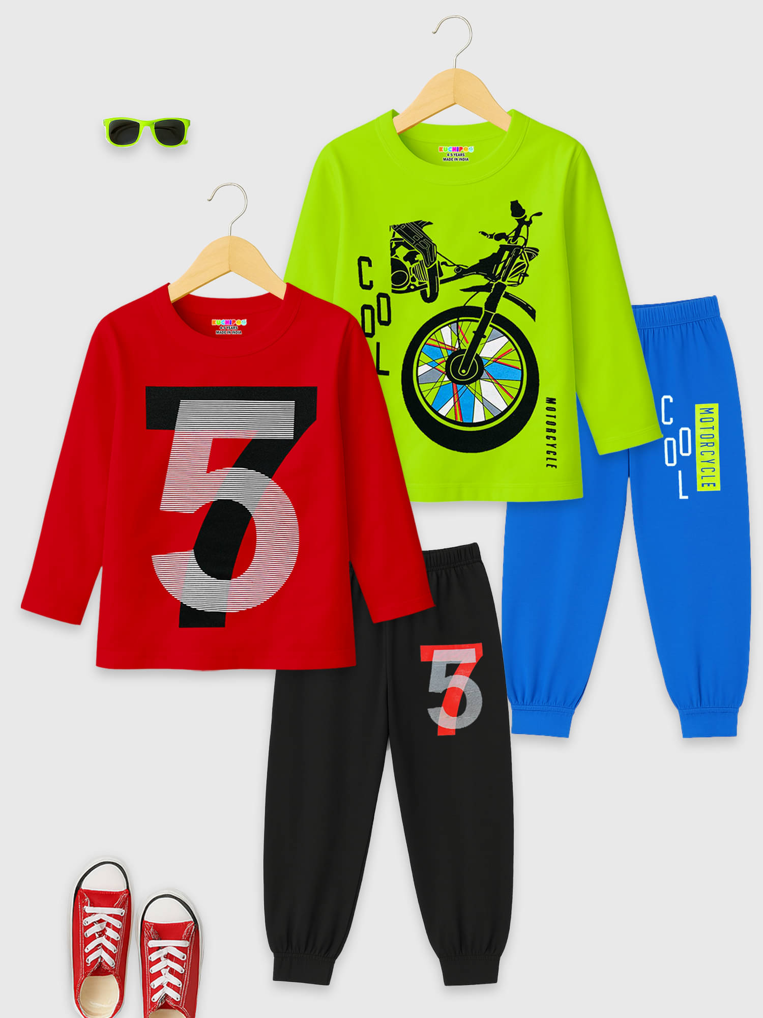     			Kuchipoo Pack of 2 Boys Cotton Blend T-Shirt & Trackpants Set ( Multicolor 6 )