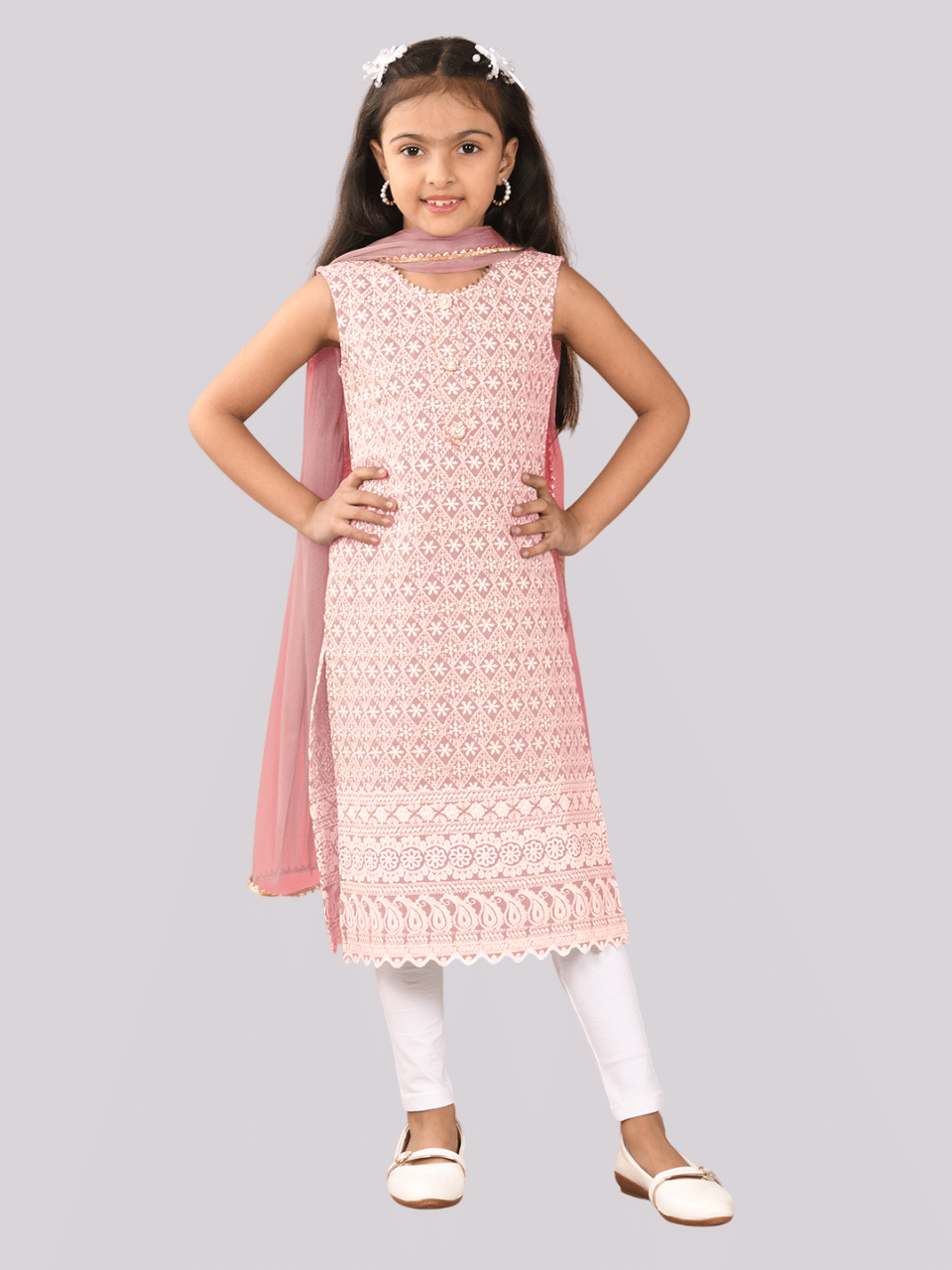     			LALTI FASHION Girls Cotton Kurti with Legging ( Pack of 1 , Pink )