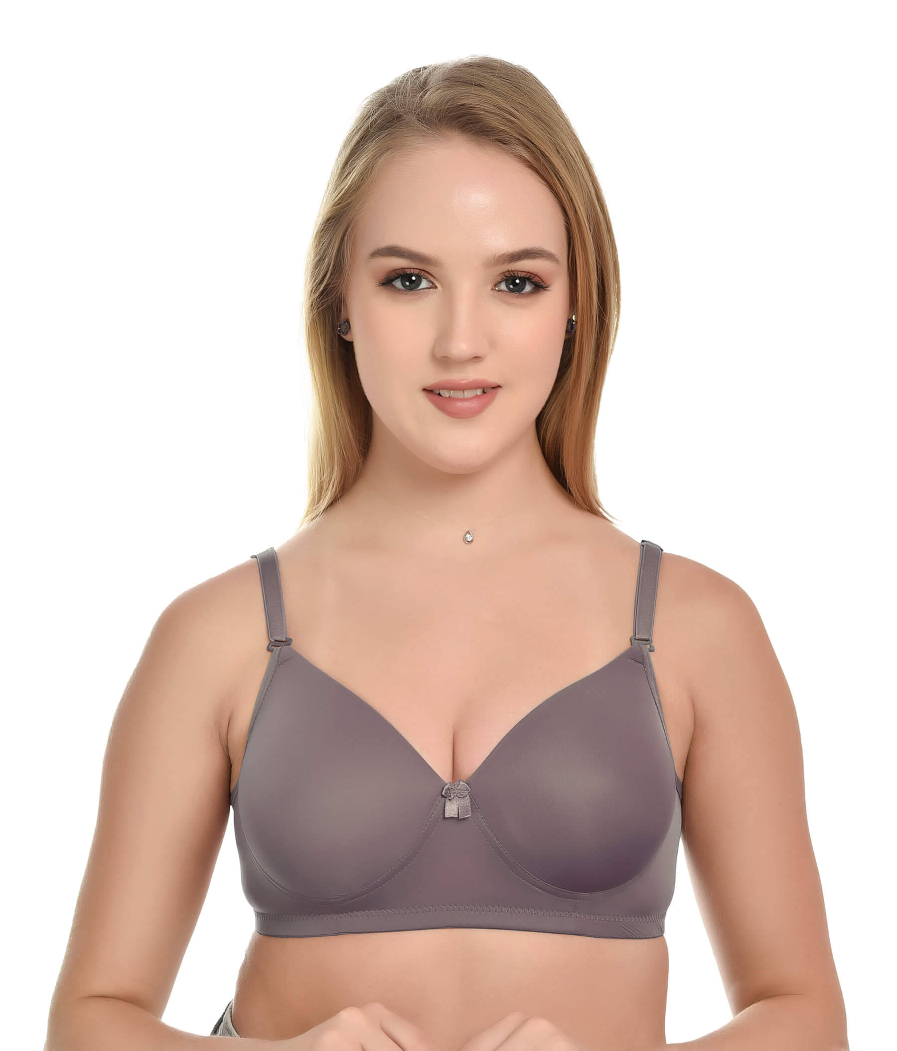 Lushmod Pack of 1 Lycra Lightly Padded T-Shirt Bra For Women ( Charcoal )     			Lushmod Pack of 1 Lycra Lightly Padded T-Shirt Bra For Women ( Charcoal )