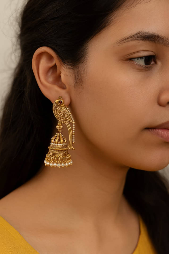     			Medbuddy Golden Jhumki Earrings ( Pack of 1 )