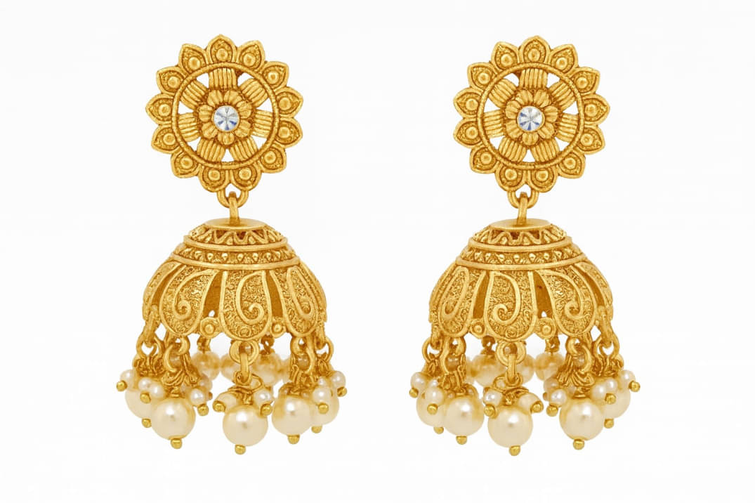     			Medbuddy Rose Gold Jhumki Earrings ( Pack of 1 )