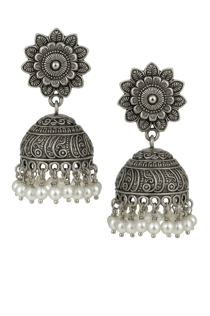     			Medbuddy Silver Jhumki Earrings ( Pack of 1 )