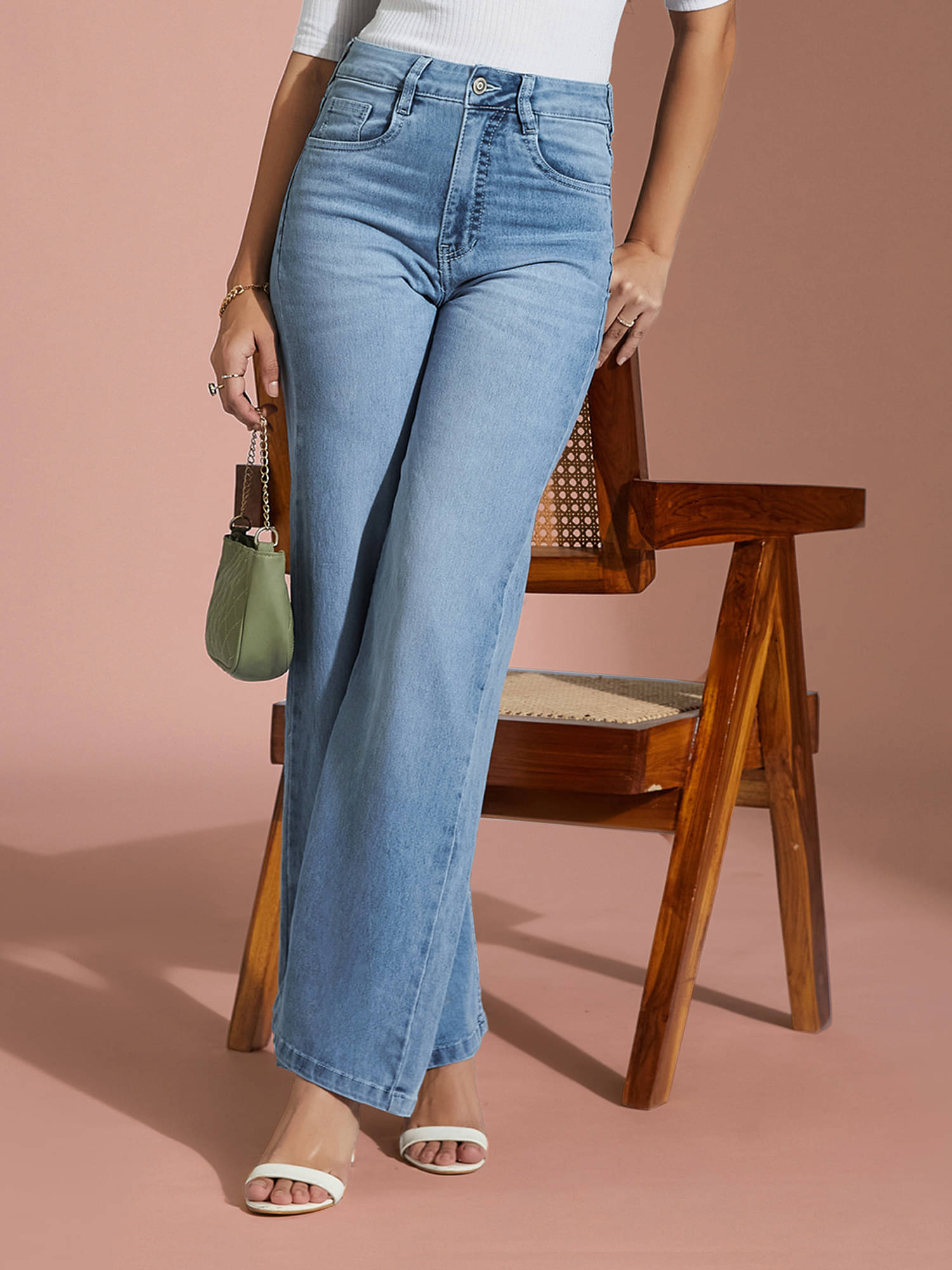    			Miss Chase Women's Wide Leg High-Rise Jeans ( Blue )