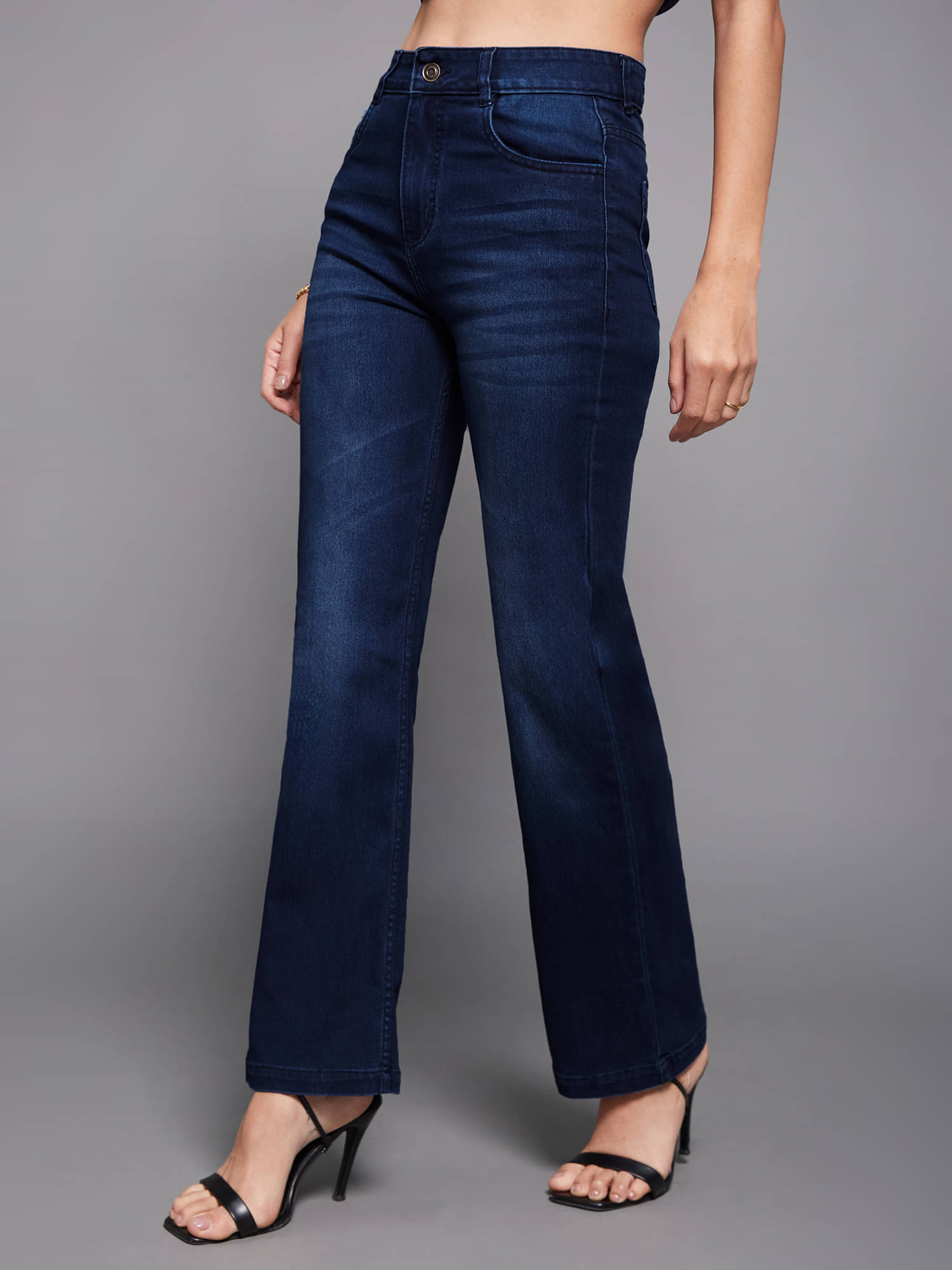     			Miss Chase Women's Wide Leg Mid-Rise Jeans ( Blue )