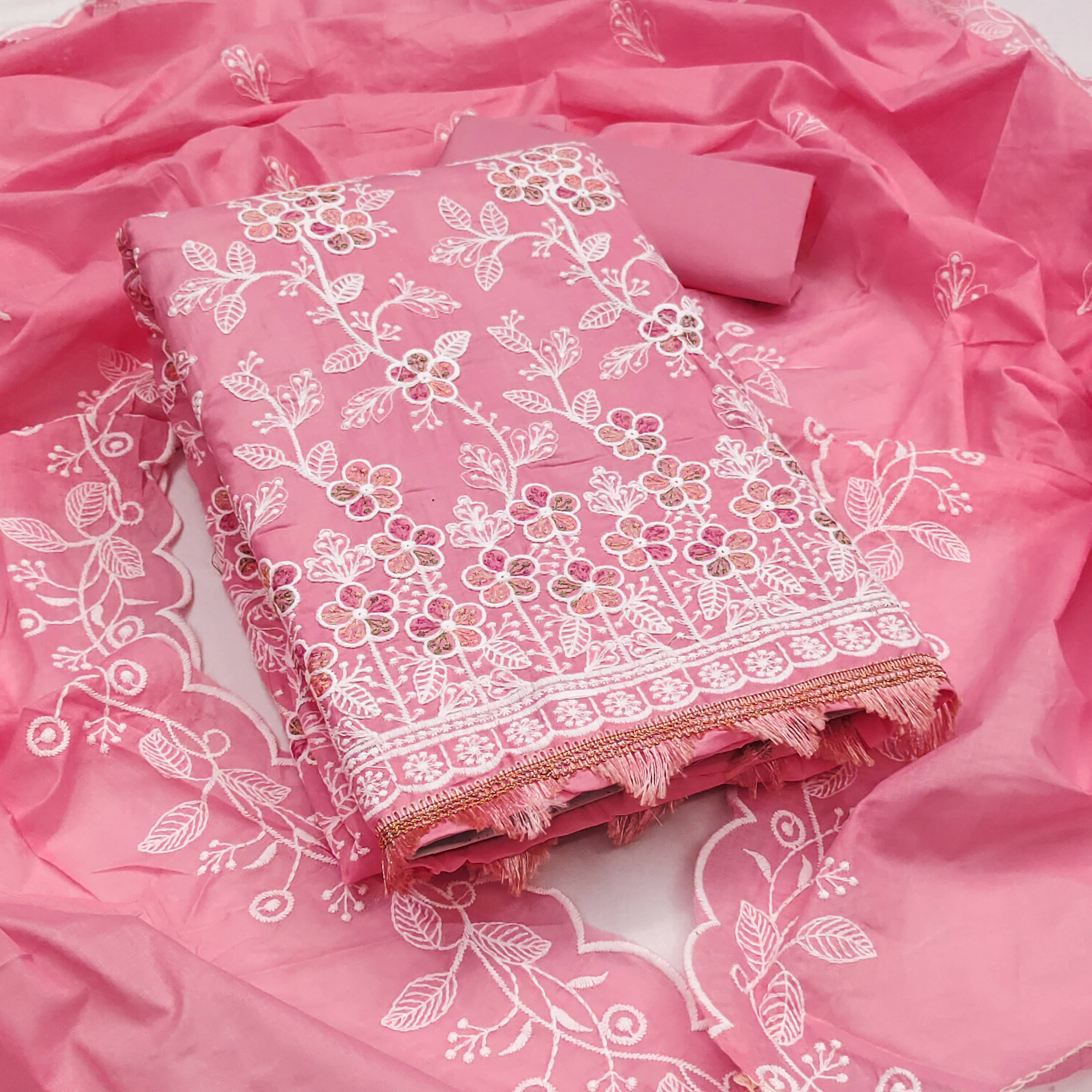 Nayanthara Trends Women Cotton Unstitched Dress Material ( Pink )     			Nayanthara Trends Women Cotton Unstitched Dress Material ( Pink )