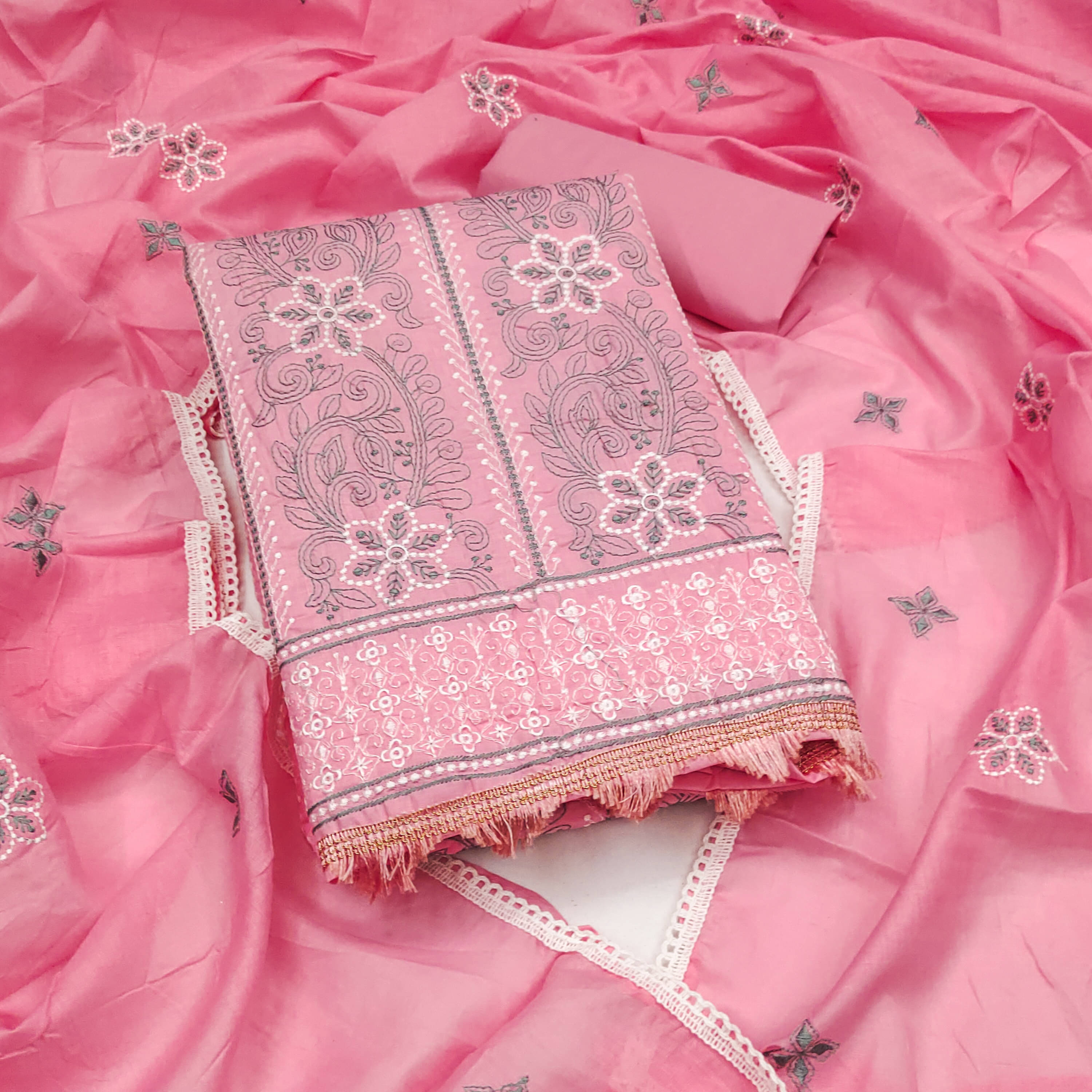     			Nayanthara Trends Women Cotton Unstitched Dress Material ( Pink )