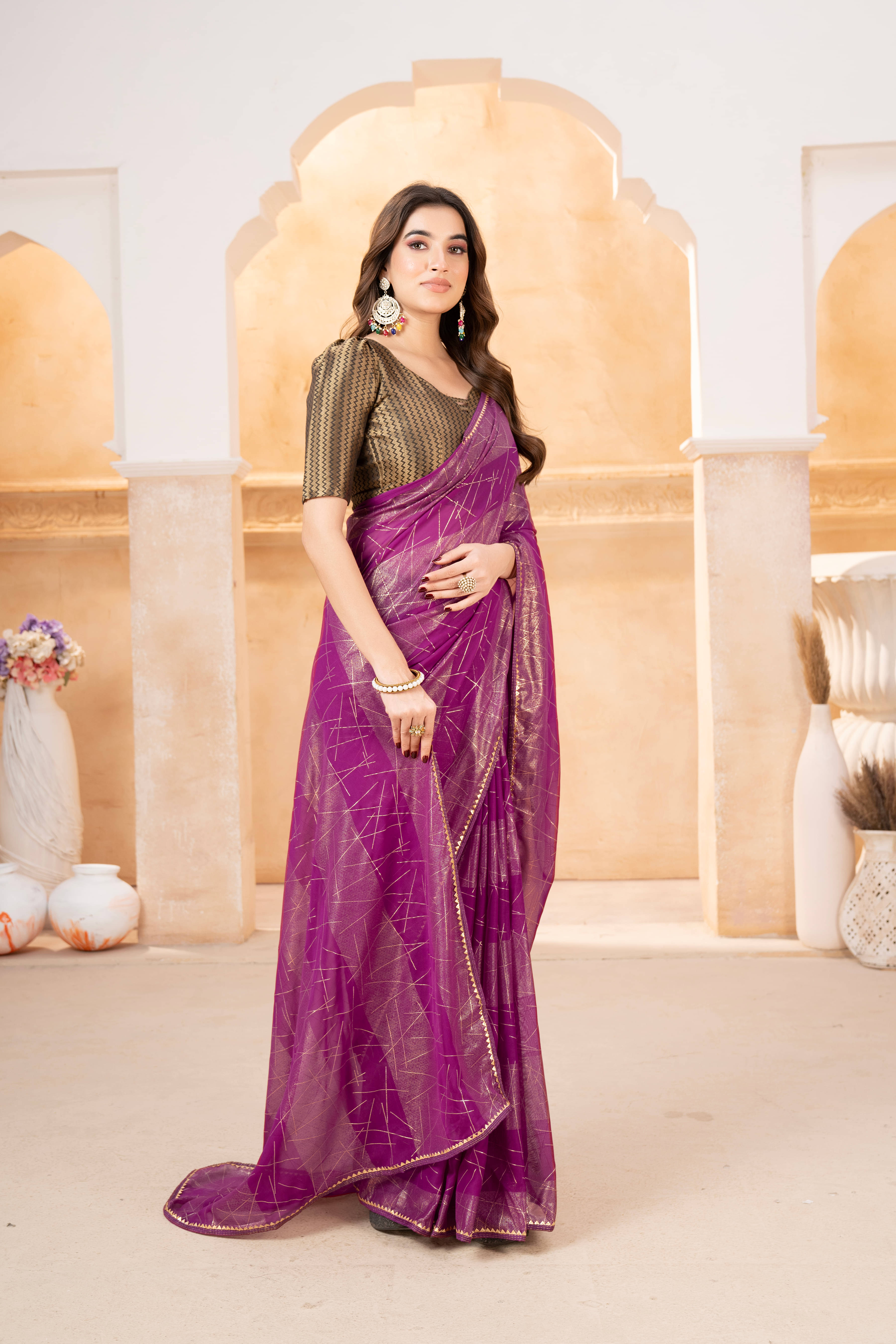     			Nexora Georgette Printed Bandhani Sarees With Unstitched Blouse Piece ( Wine )