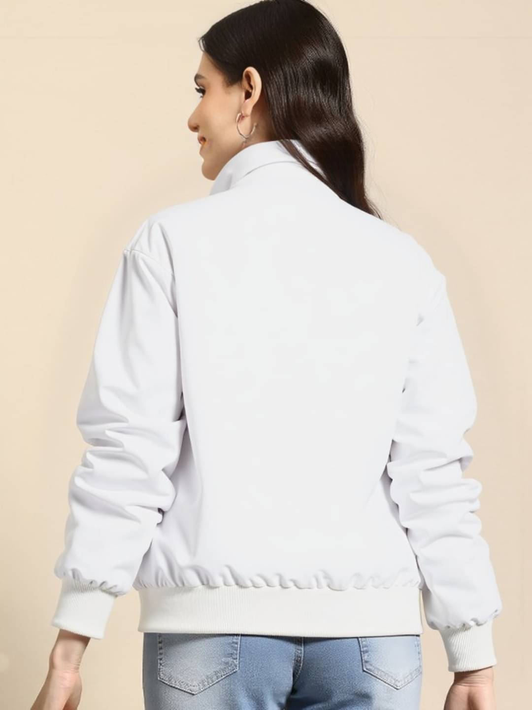     			PLUS PARADISE - Polyester Blend White Bomber Jackets Pack of 1