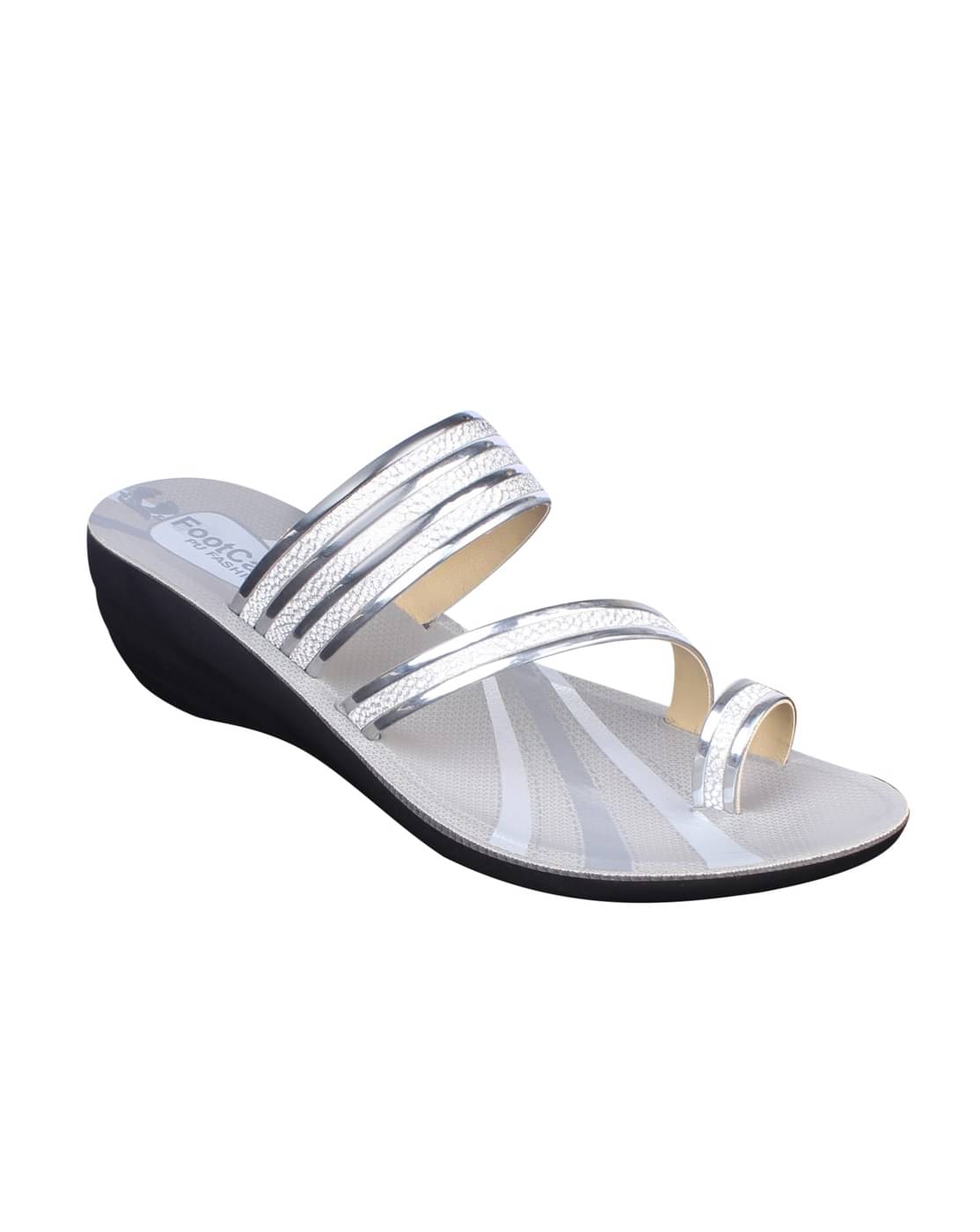    			PU RUDRA Silver Women's Flats