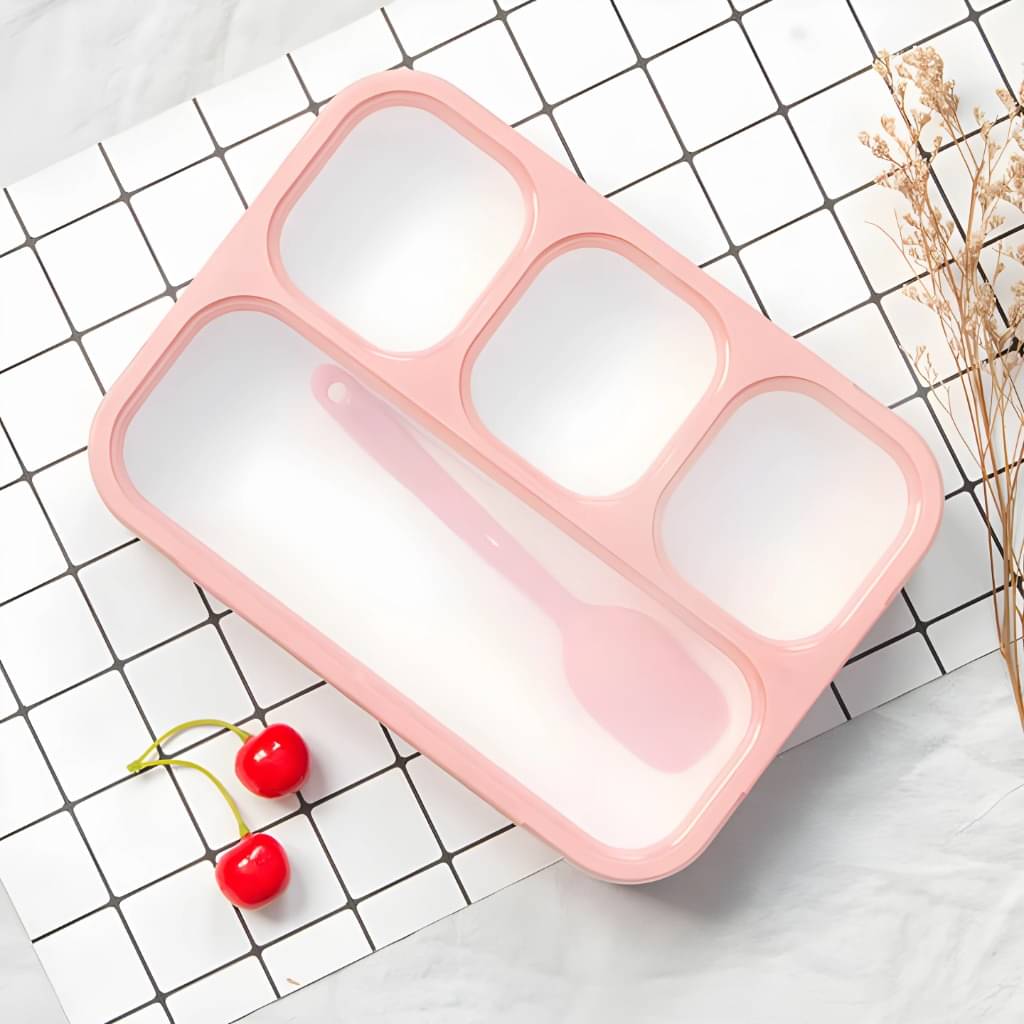 Radhe Creation Lunch Box with Spoon Polypropylene Lunch Box 4 - Container ( Pack of 1 ) Radhe Creation Lunch Box with Spoon Polypropylene Lunch Box 4 - Container ( Pack of 1 )