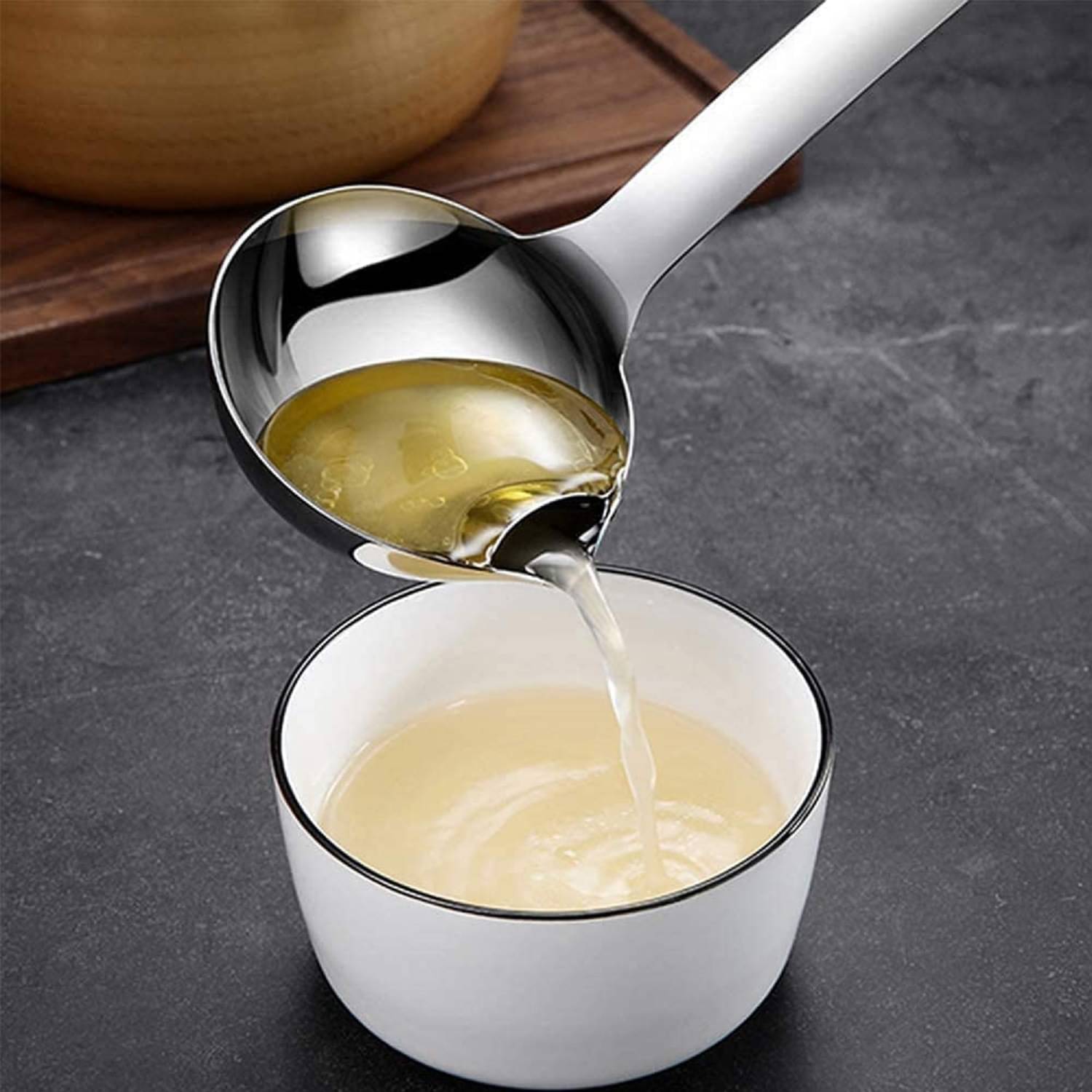 Stainless Steel Oil Soup Separator Spoon, Oil Filter Spoon, Cooking Spoon Oil-Separated Spoon with Long Handle Stainless Steel Oil Soup Separator Spoon, Oil Filter Spoon, Cooking Spoon Oil-Separated Spoon with Long Handle