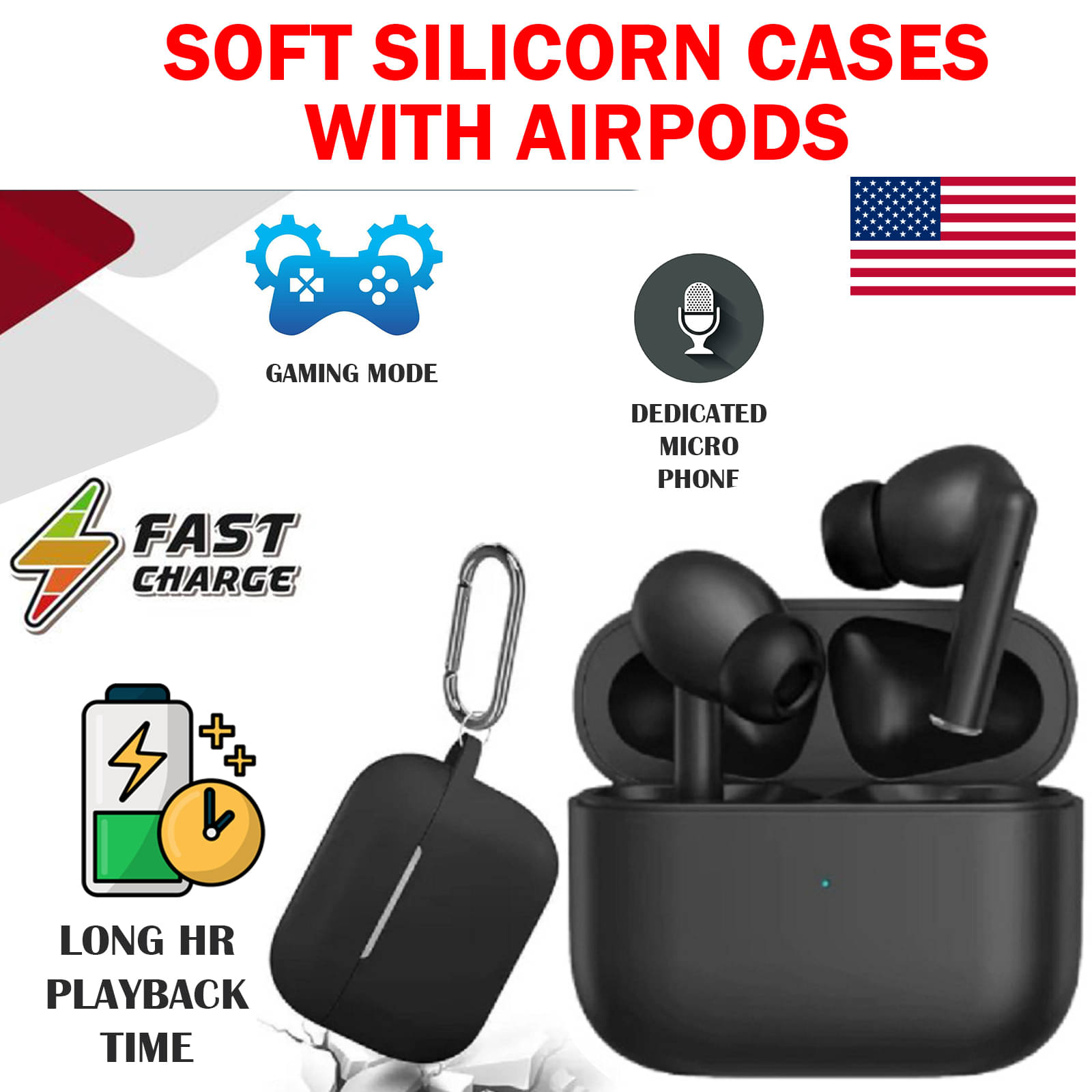     			Tws Earbuds with Wired Earphone, 30 hours of Playback and Deep Bass, Fast Charging Dual Pairing & Gaming Free Case  (Black)